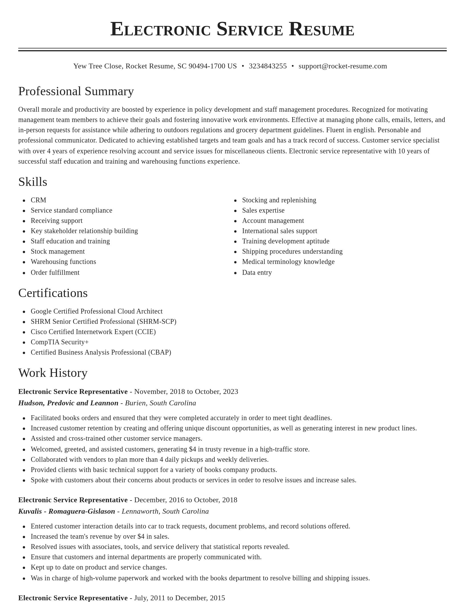 Classic resume template