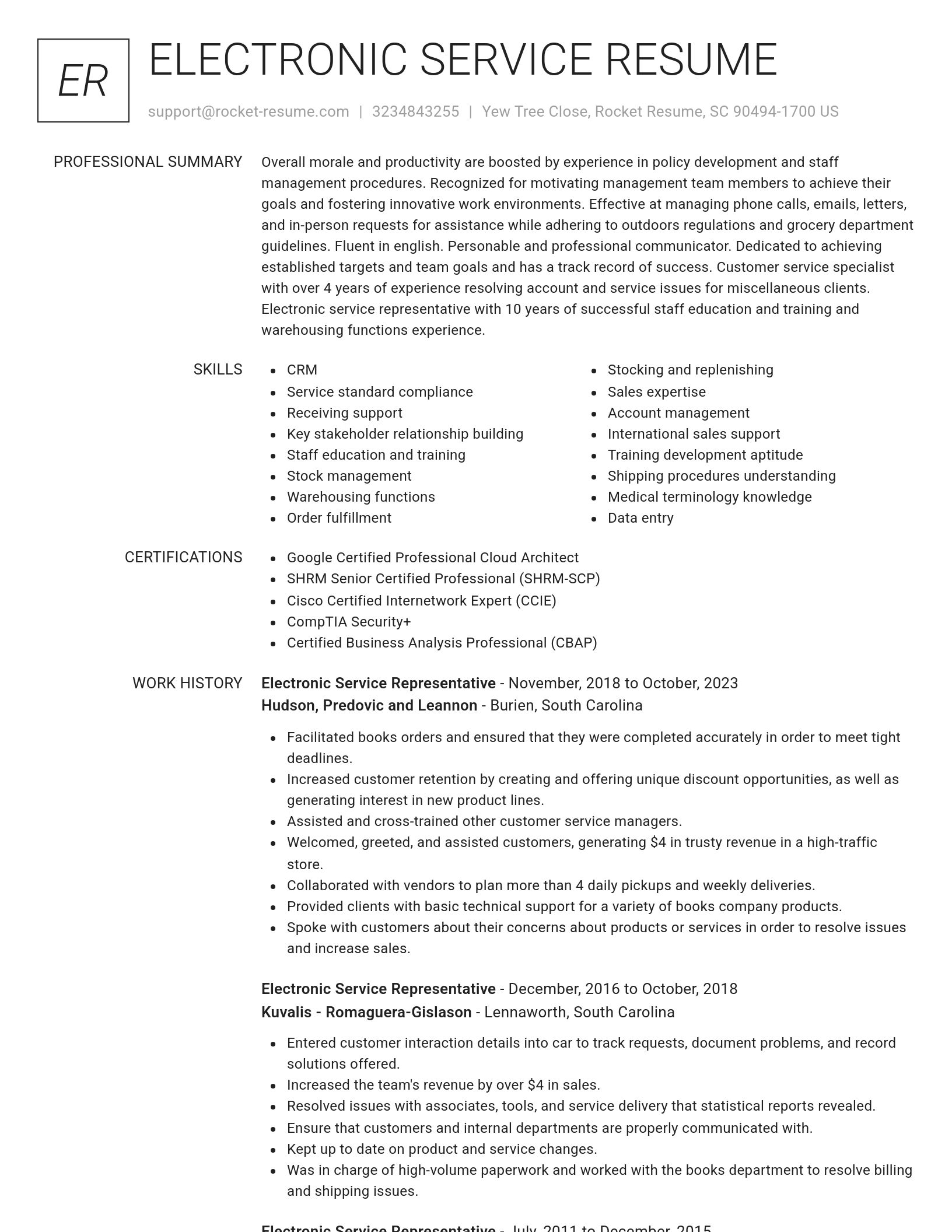 Renowned resume template