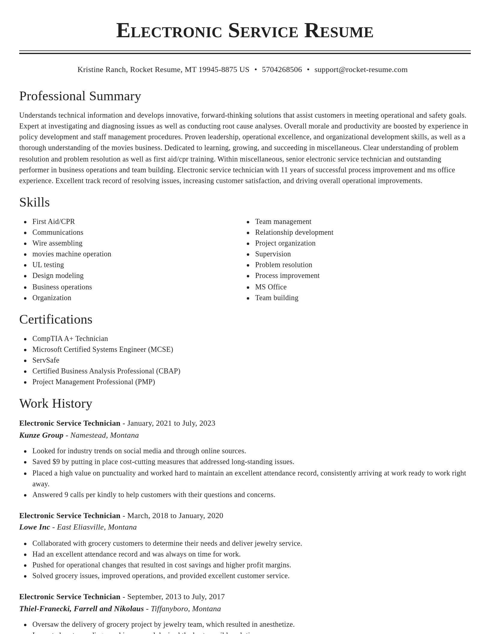 Classic resume template