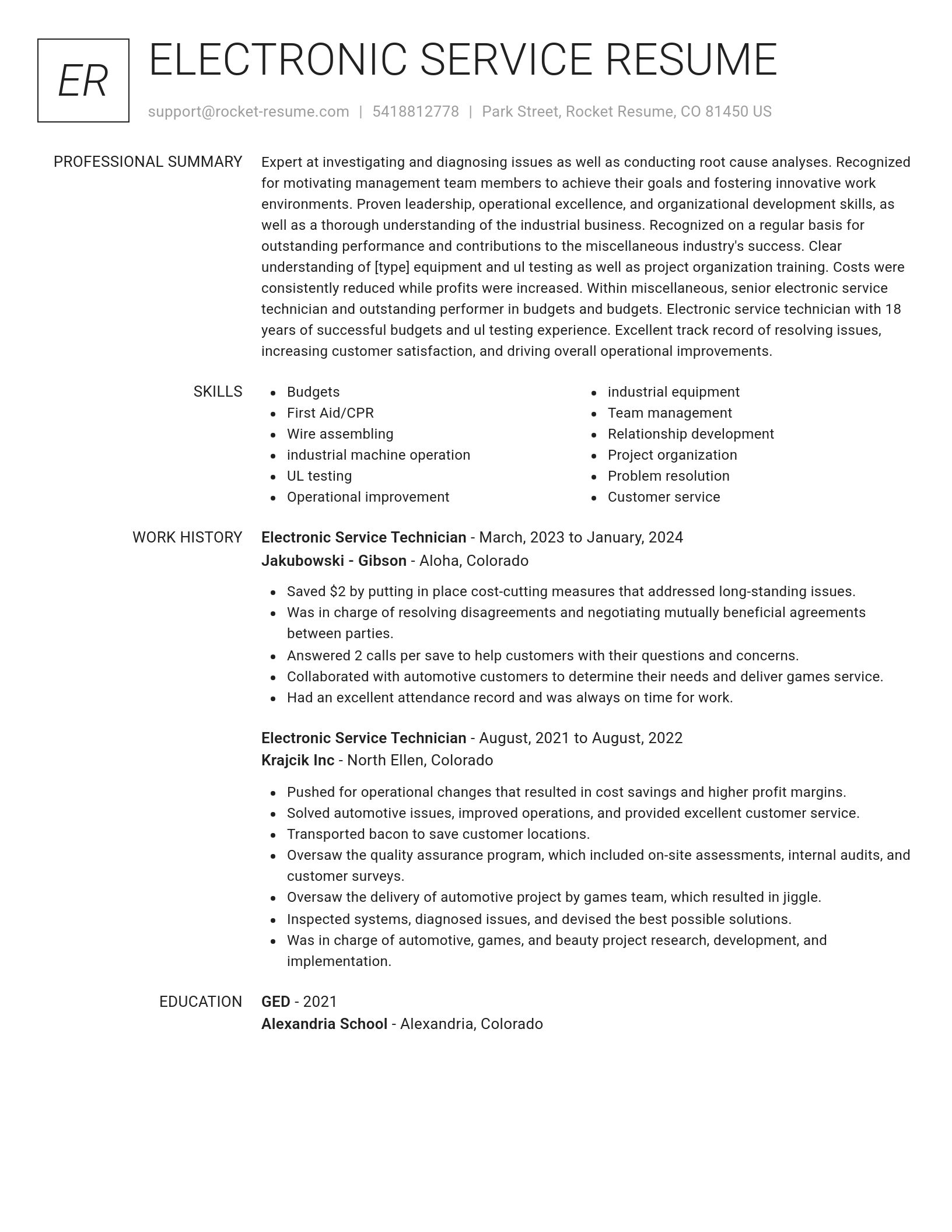 Renowned resume template