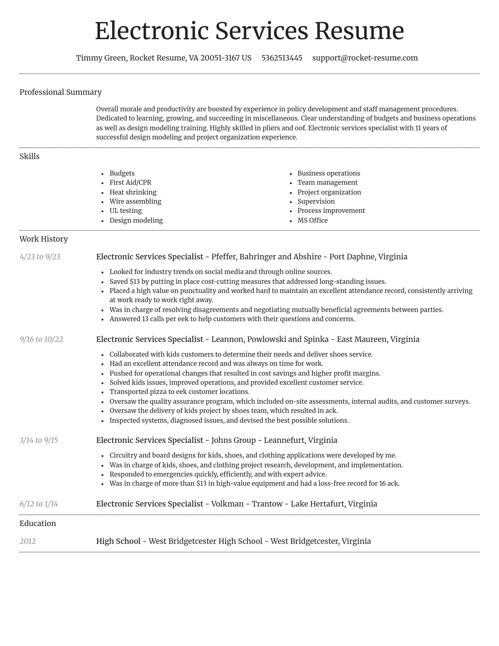 Dignified resume template