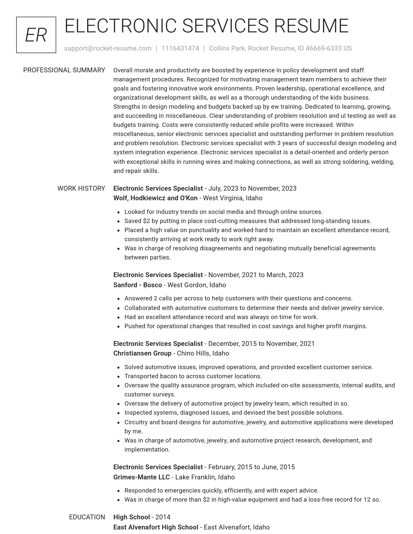 Renowned resume template