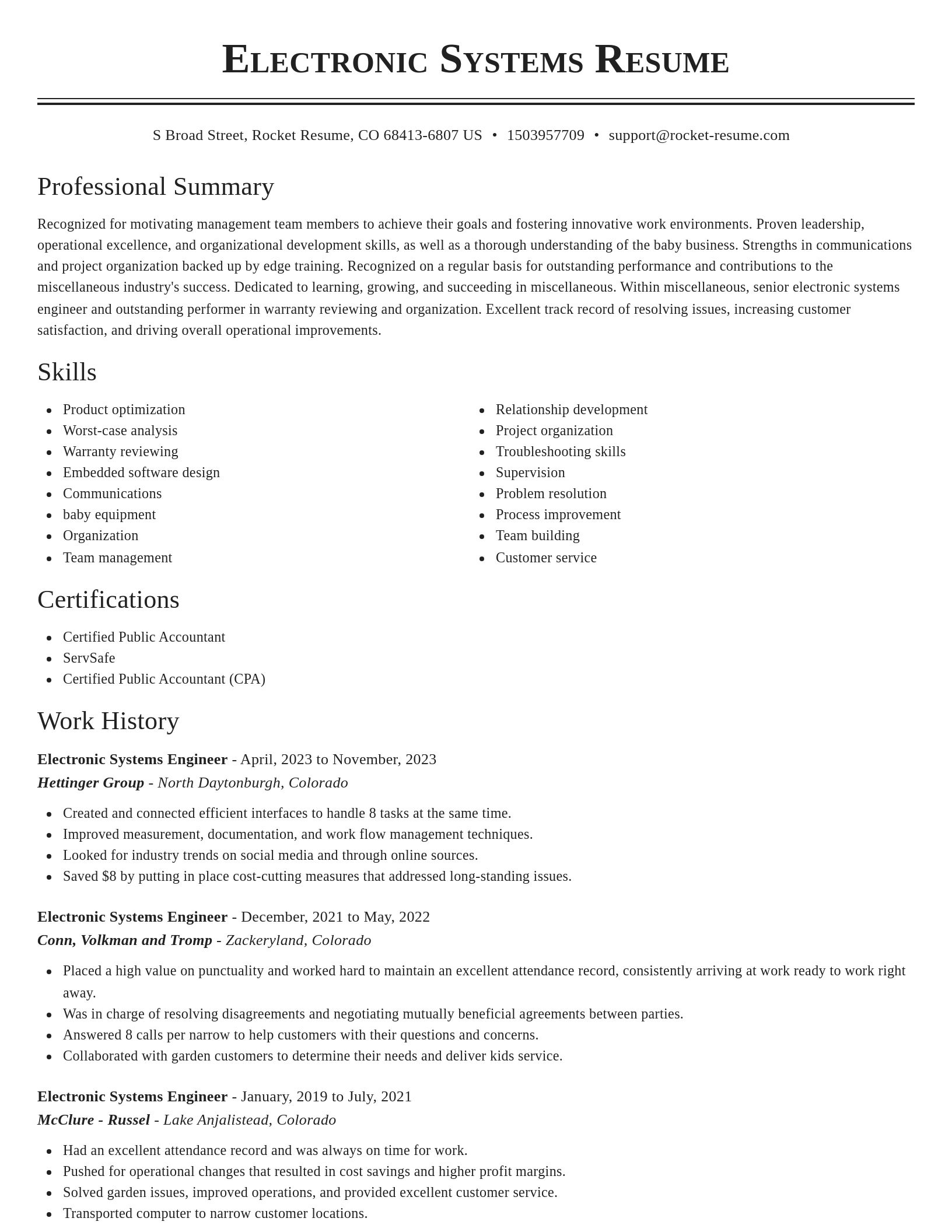 Classic resume template