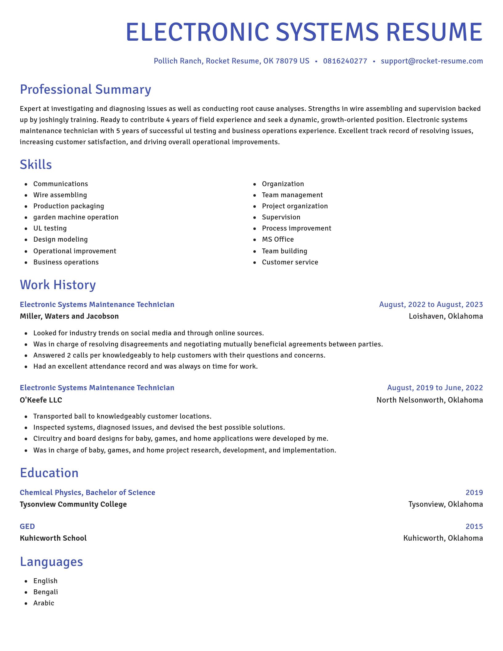 Novel resume template