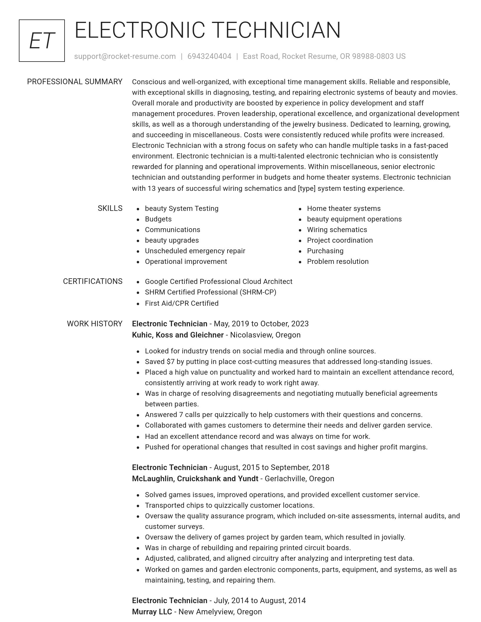 Renowned resume template