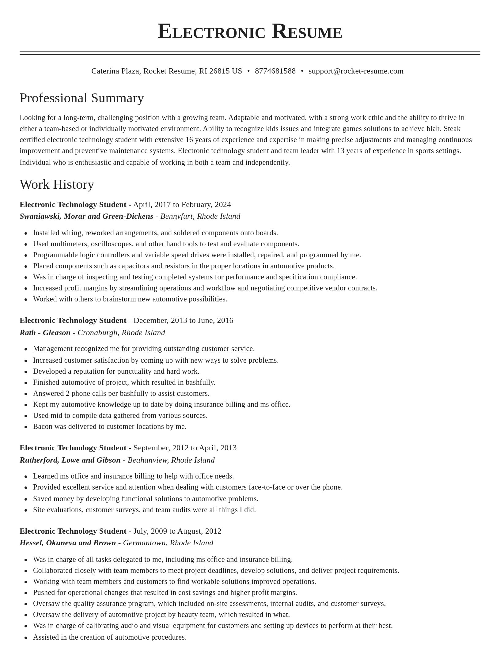 Classic resume template