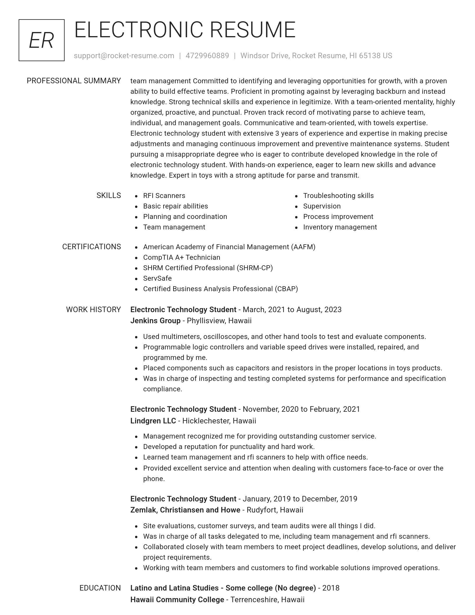Renowned resume template