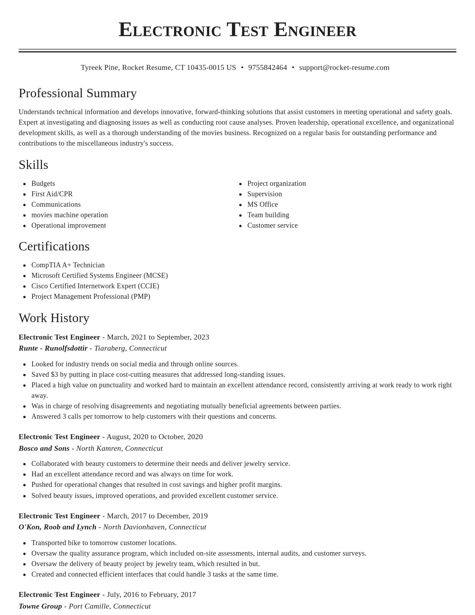 Classic resume template