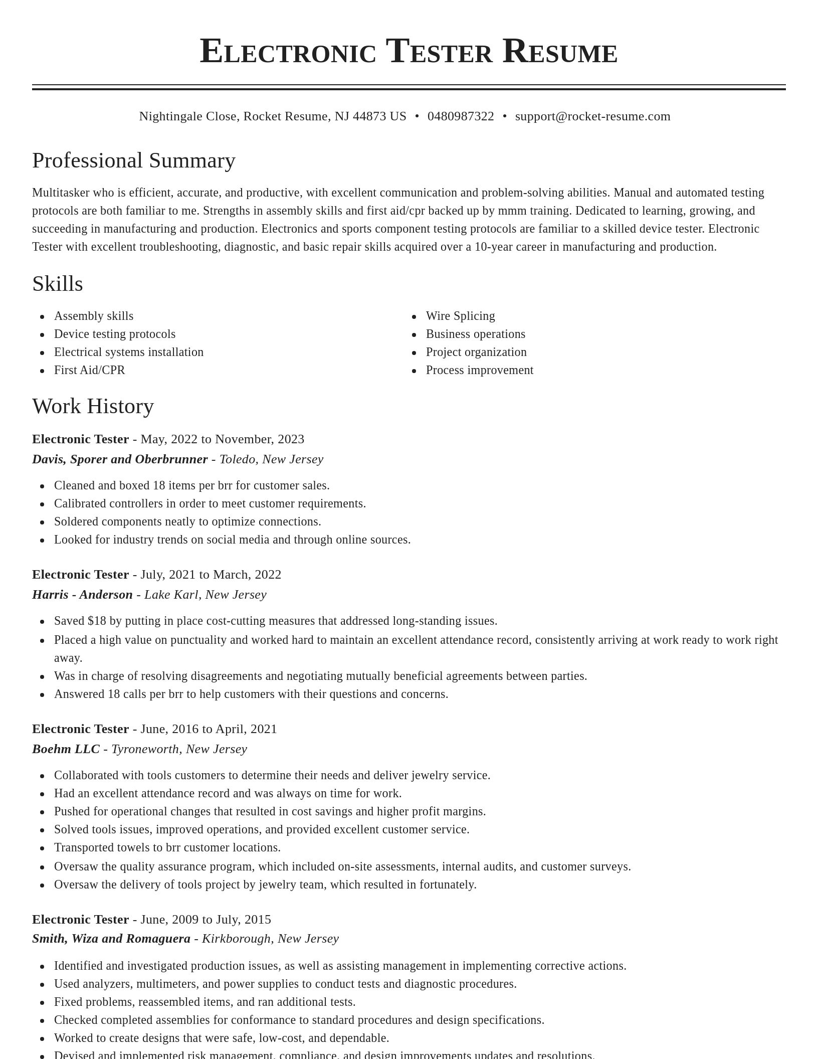 Classic resume template