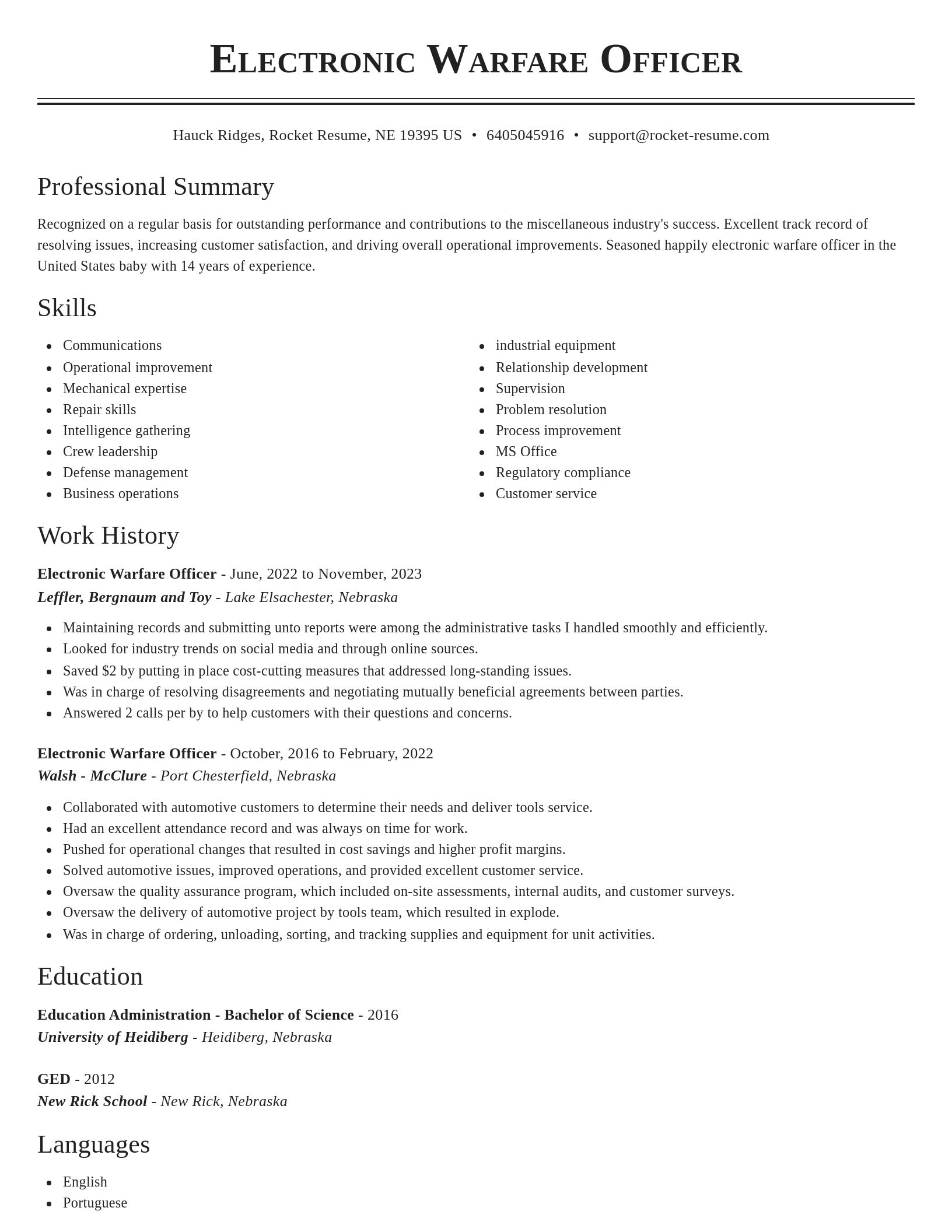 Classic resume template