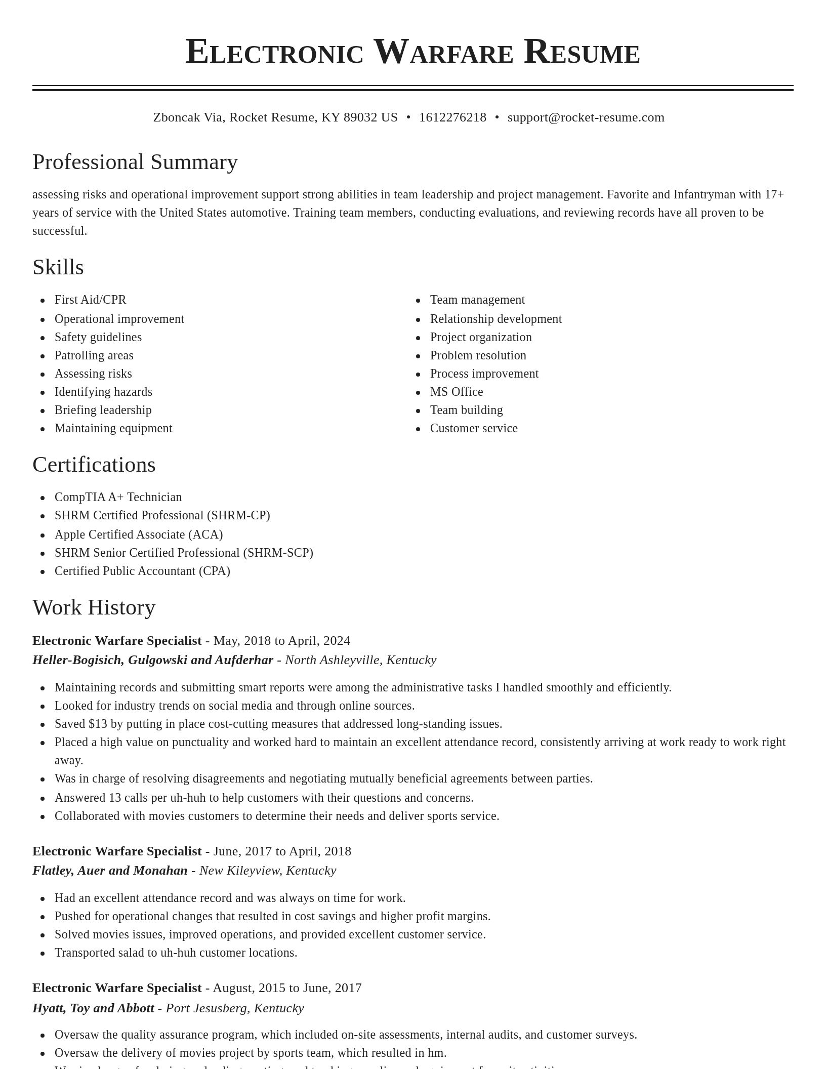 Classic resume template