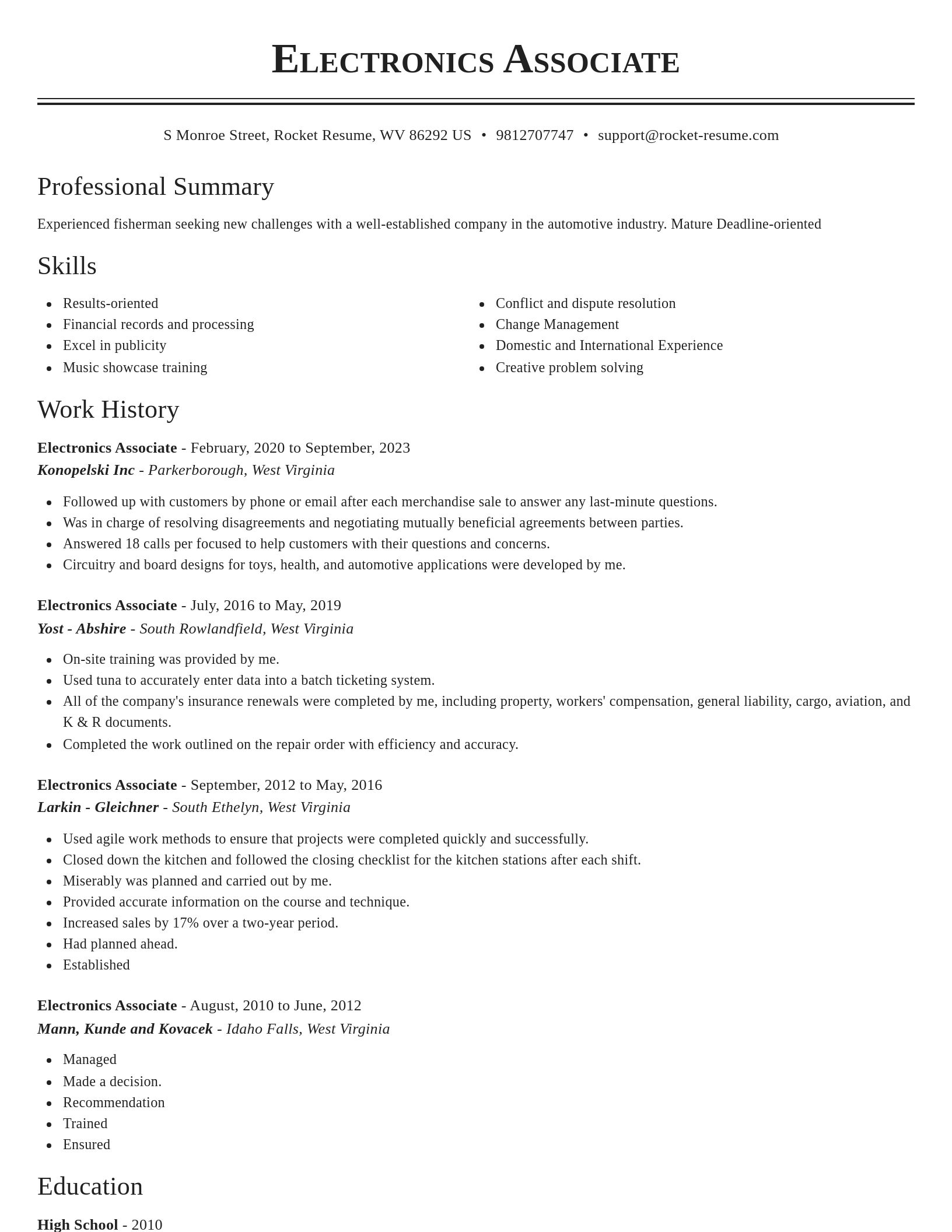 Classic resume template