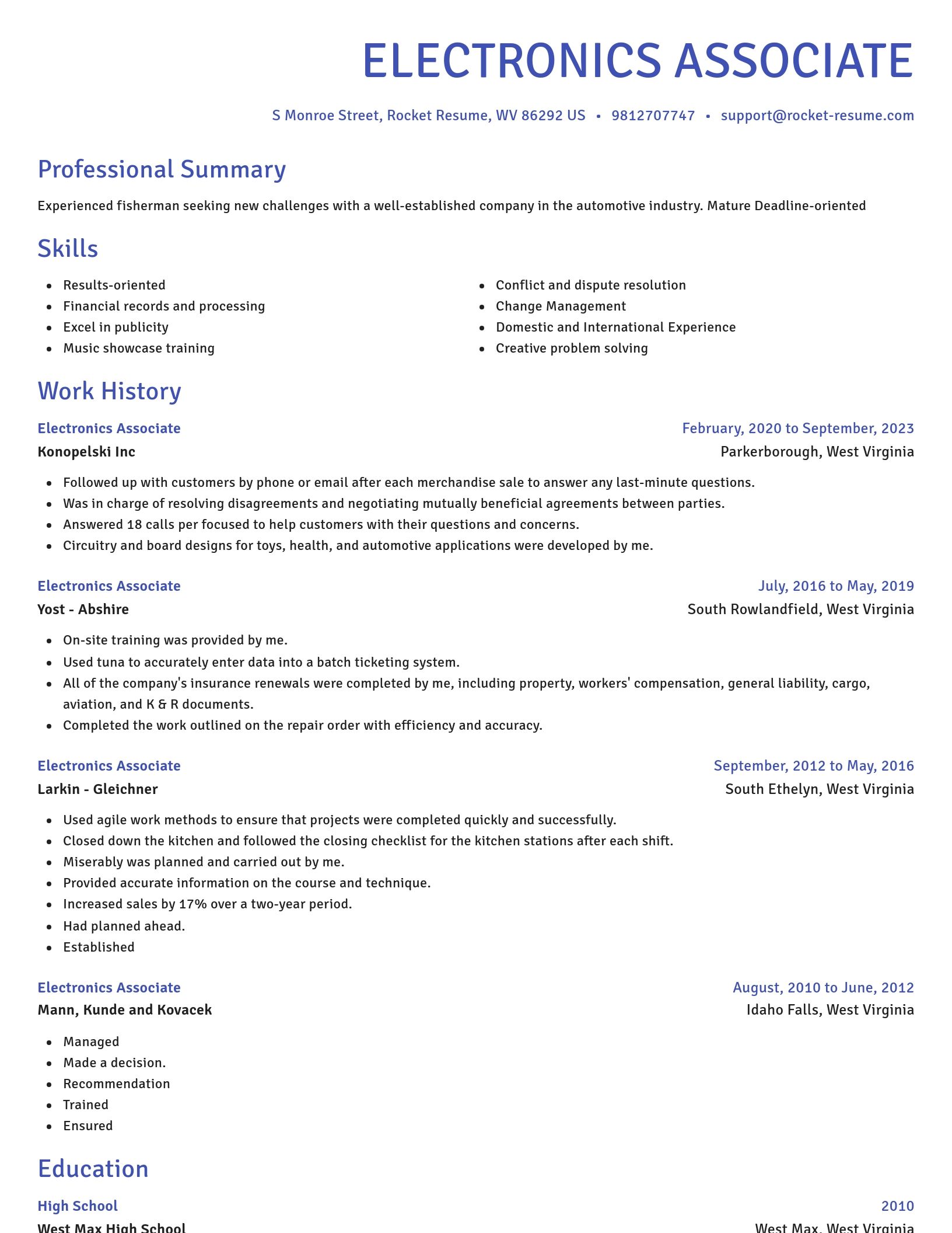 Novel resume template