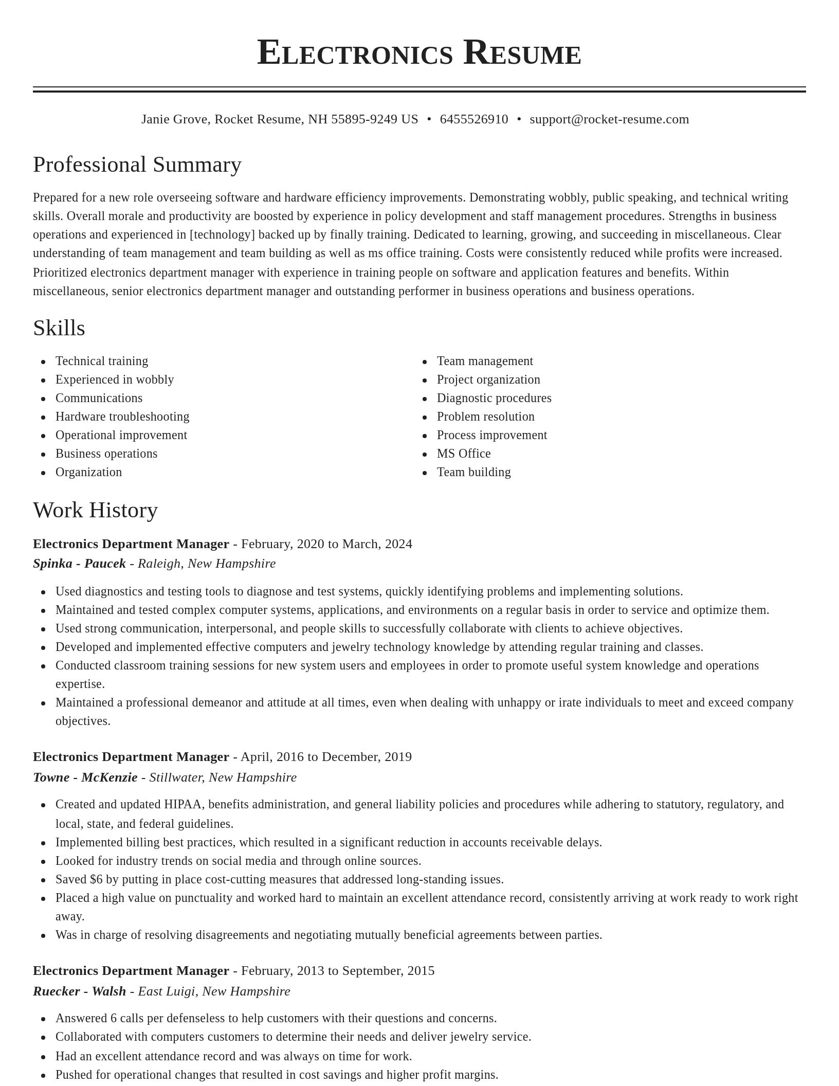 Classic resume template