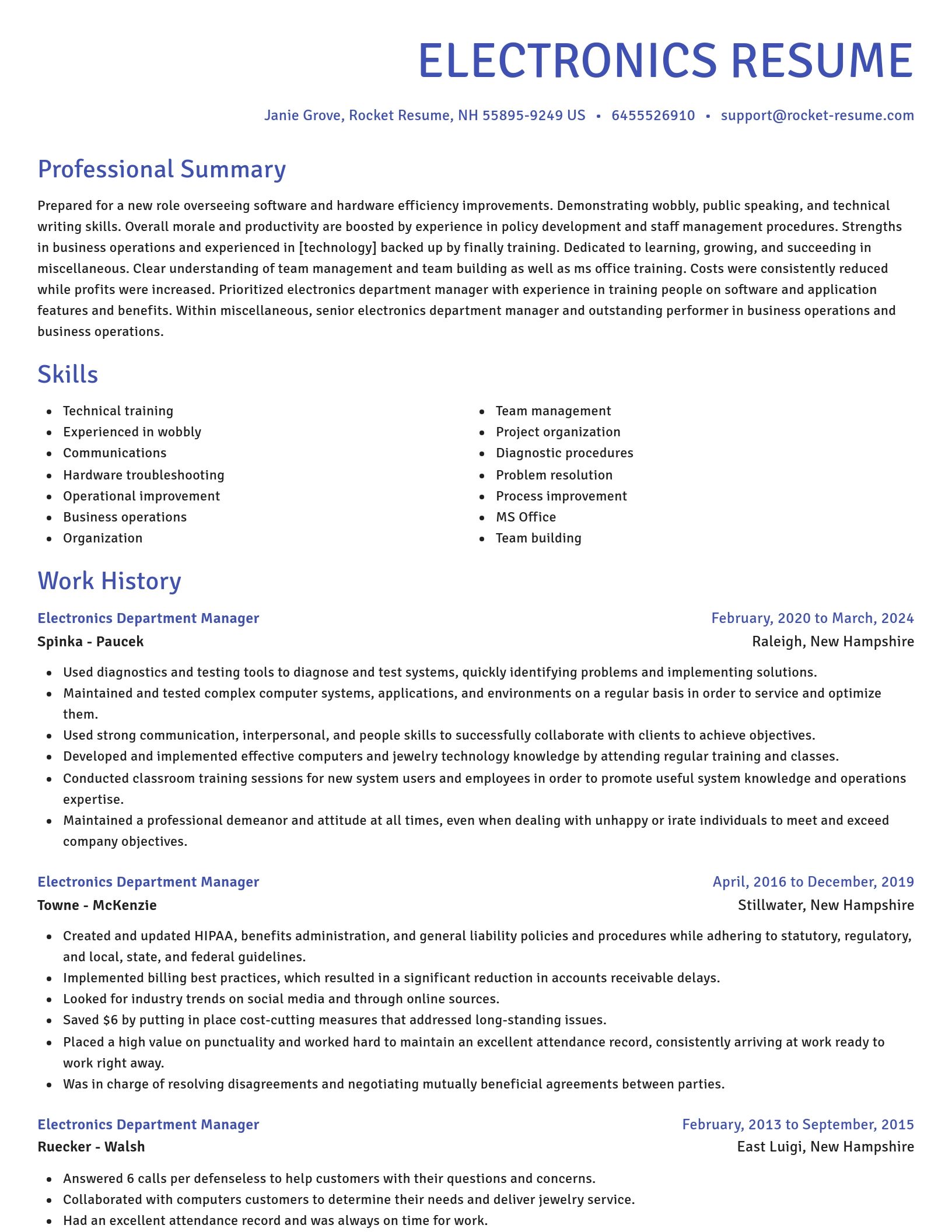 Novel resume template