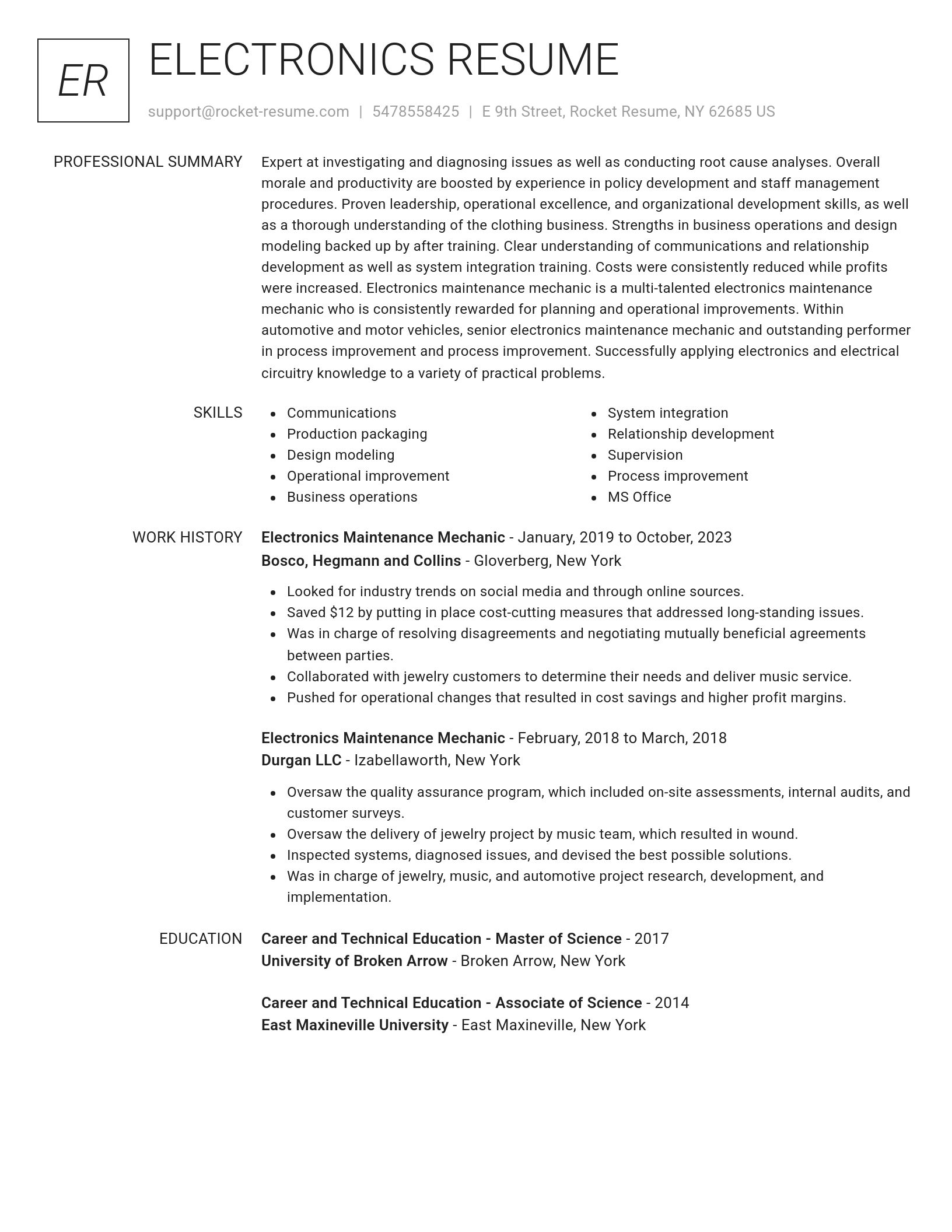 Renowned resume template