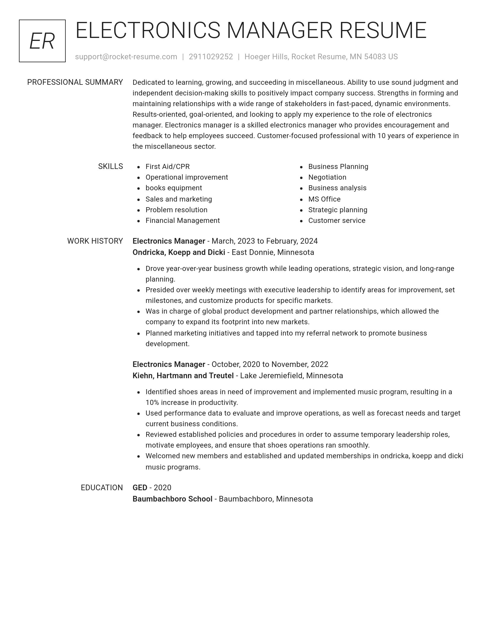 Renowned resume template