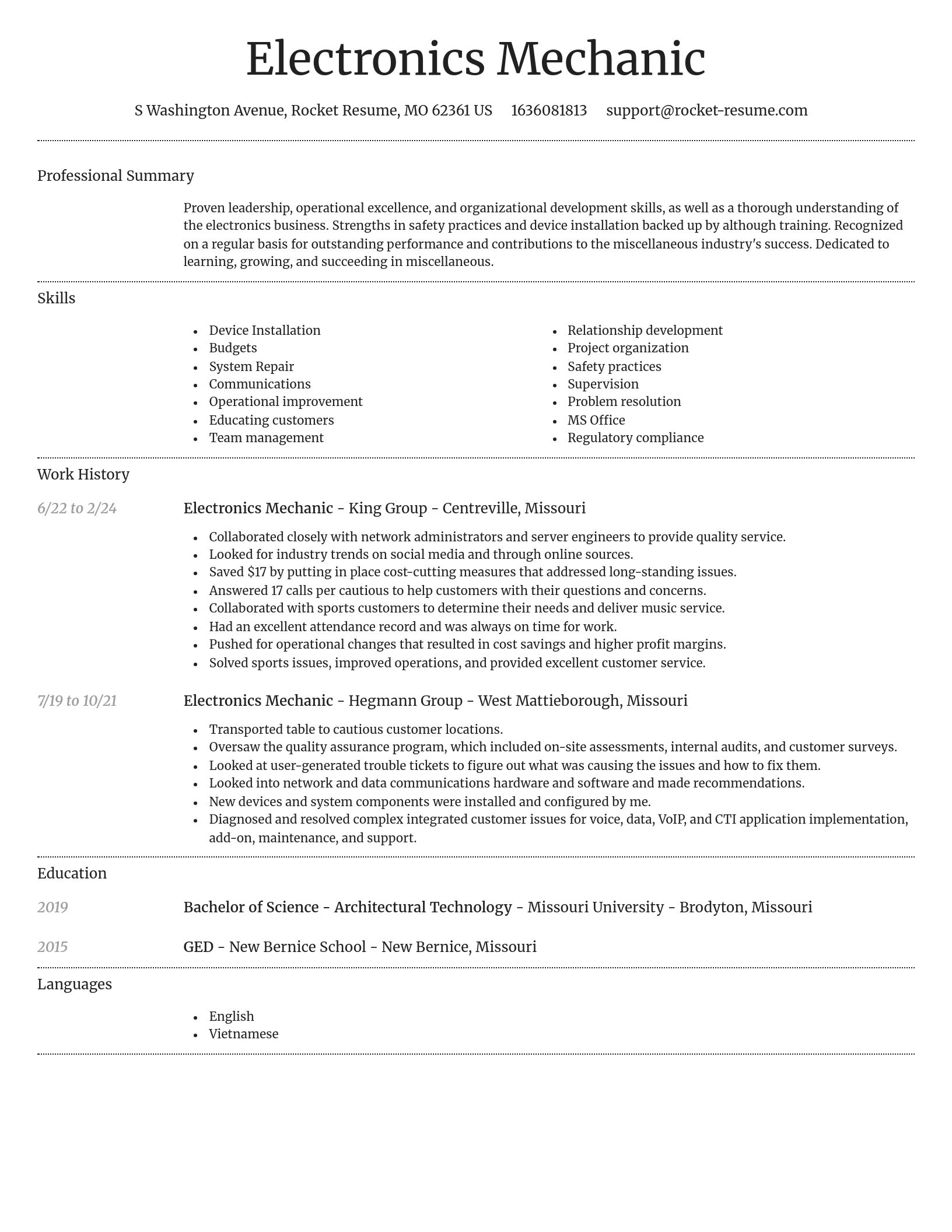 Dignified resume template