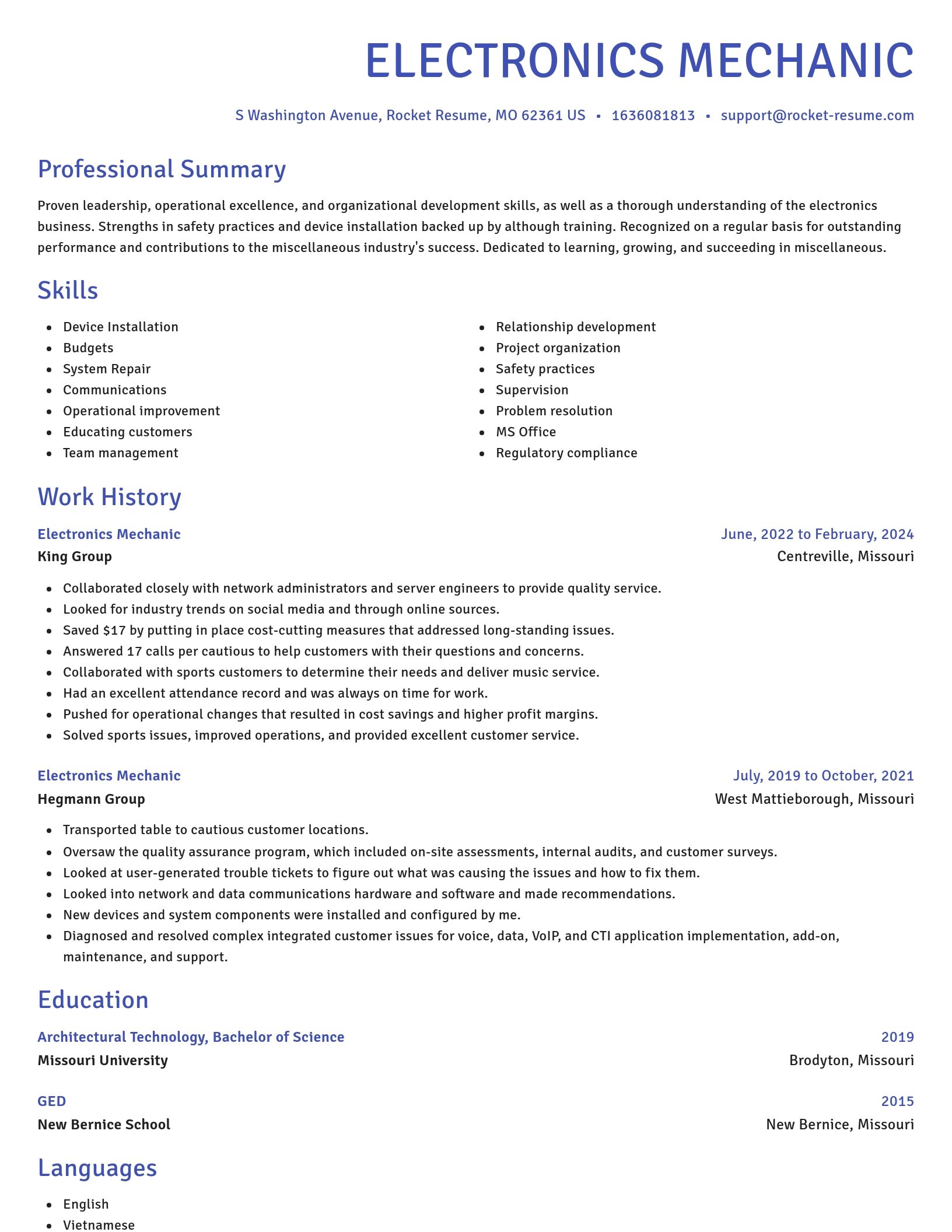 Novel resume template