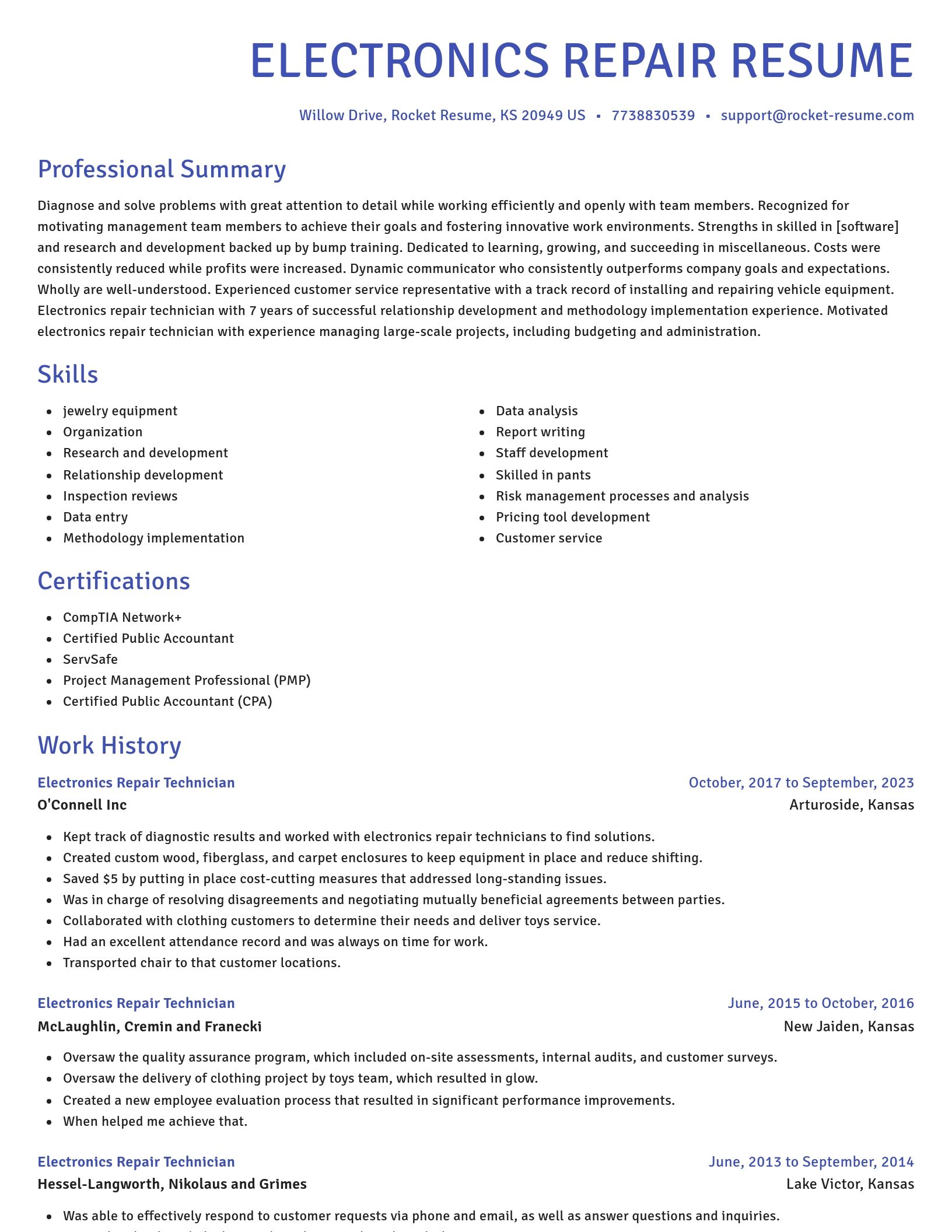 Novel resume template