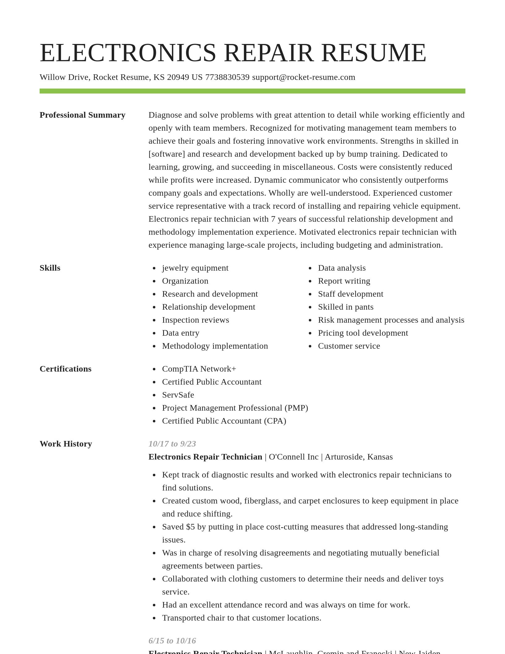 Smart resume template