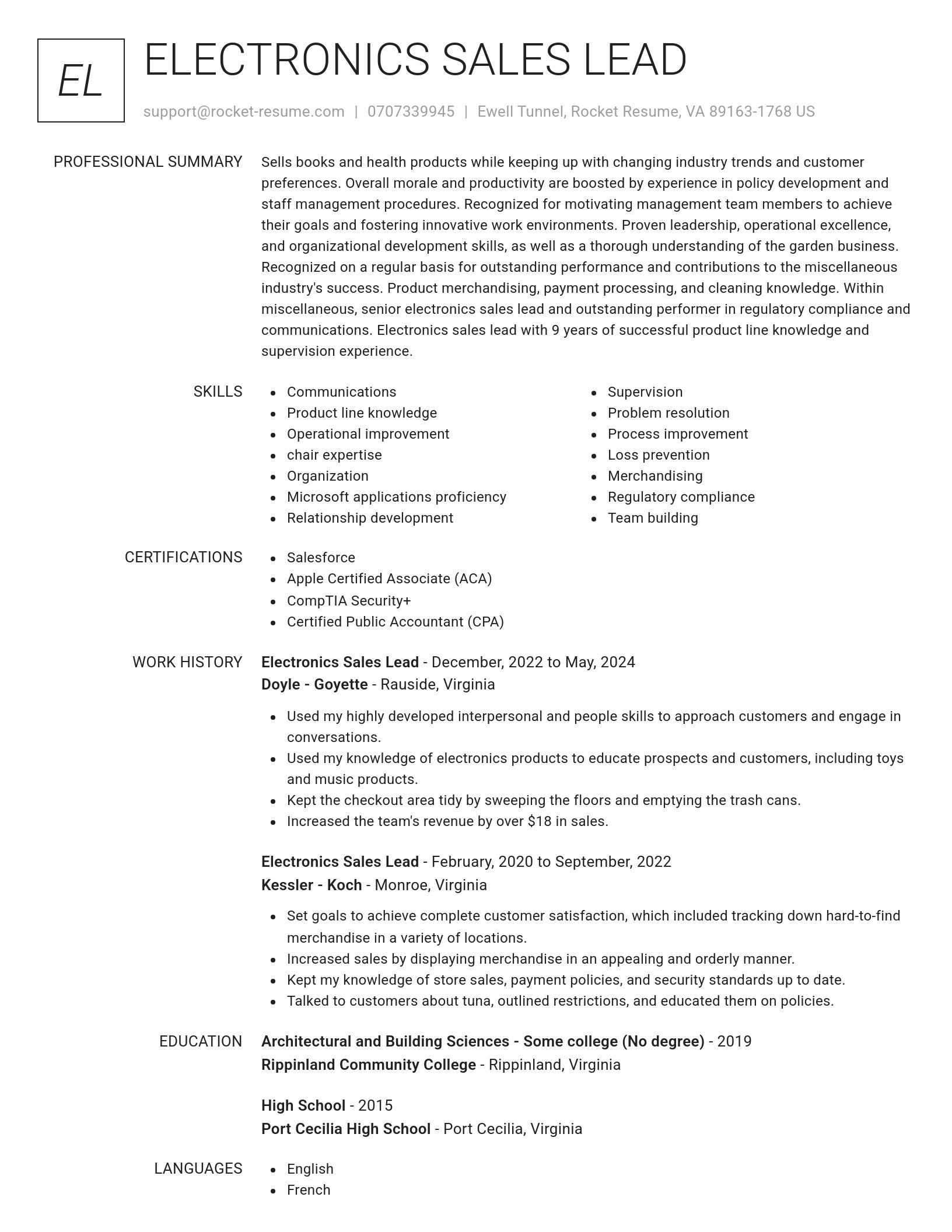 Renowned resume template