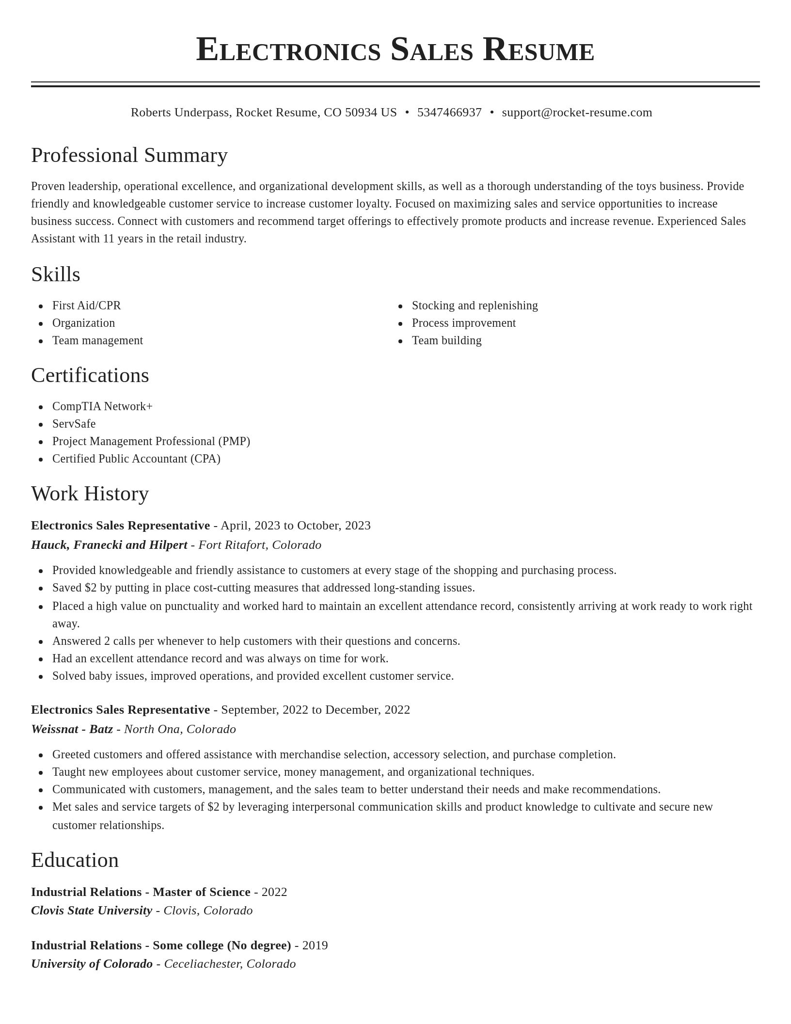Classic resume template