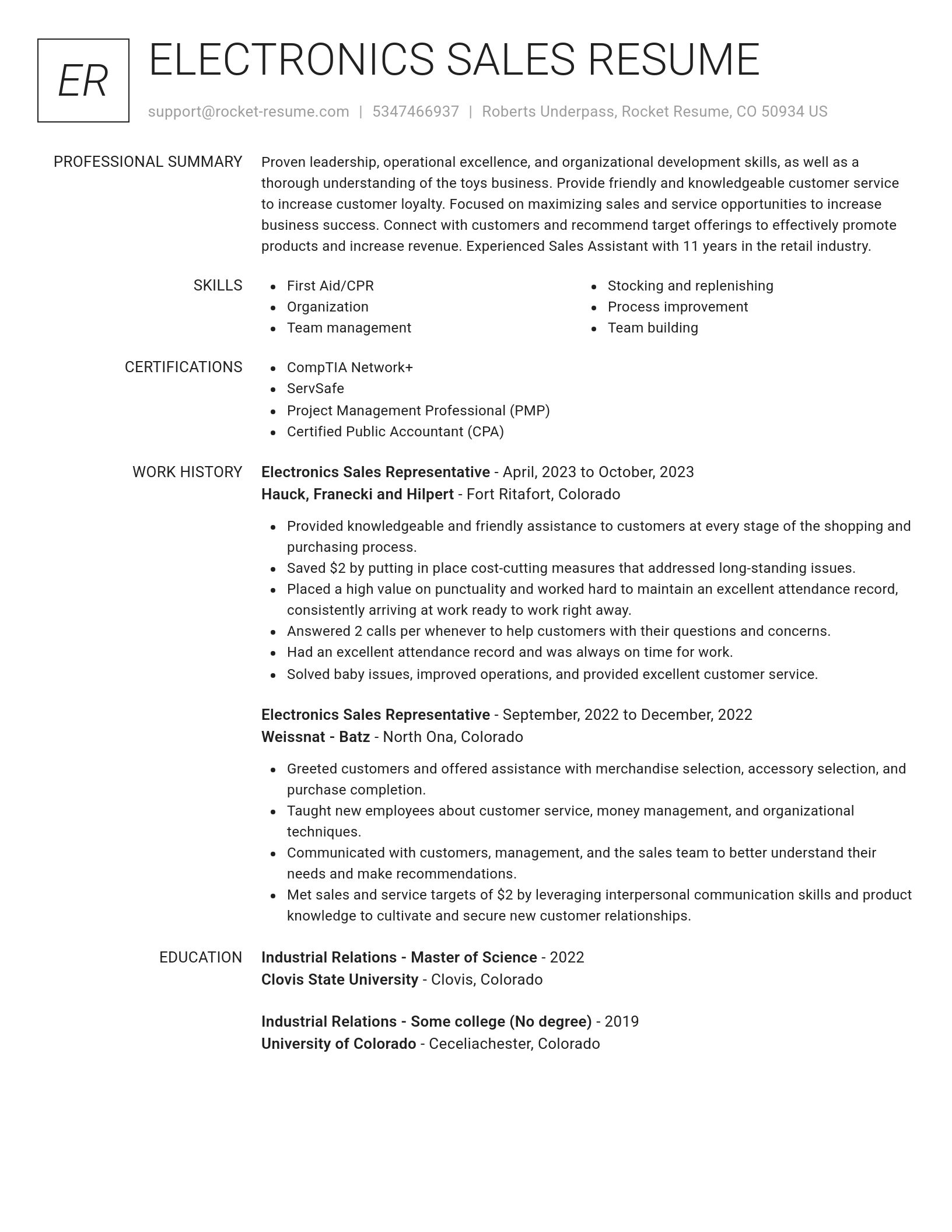 Renowned resume template