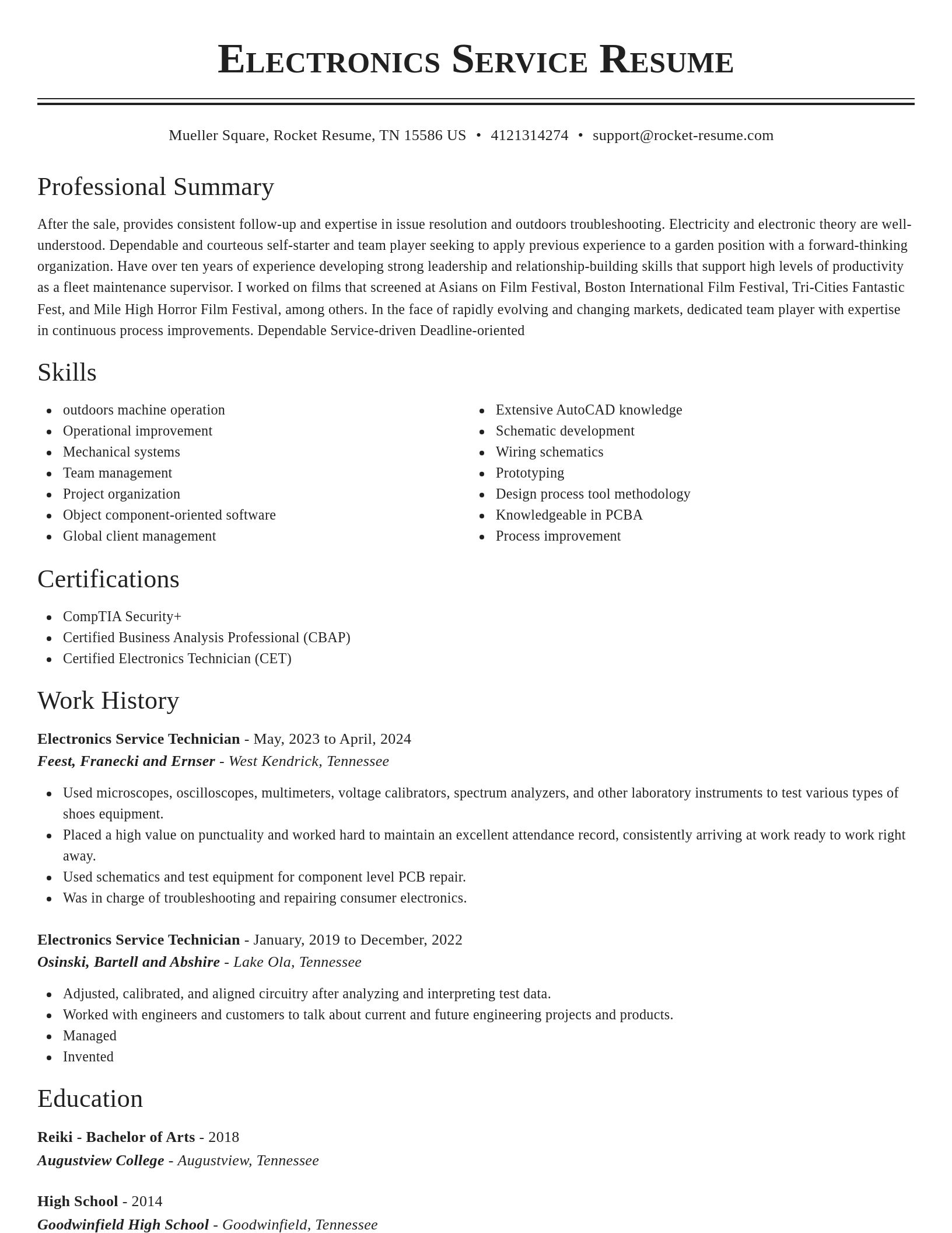 Classic resume template