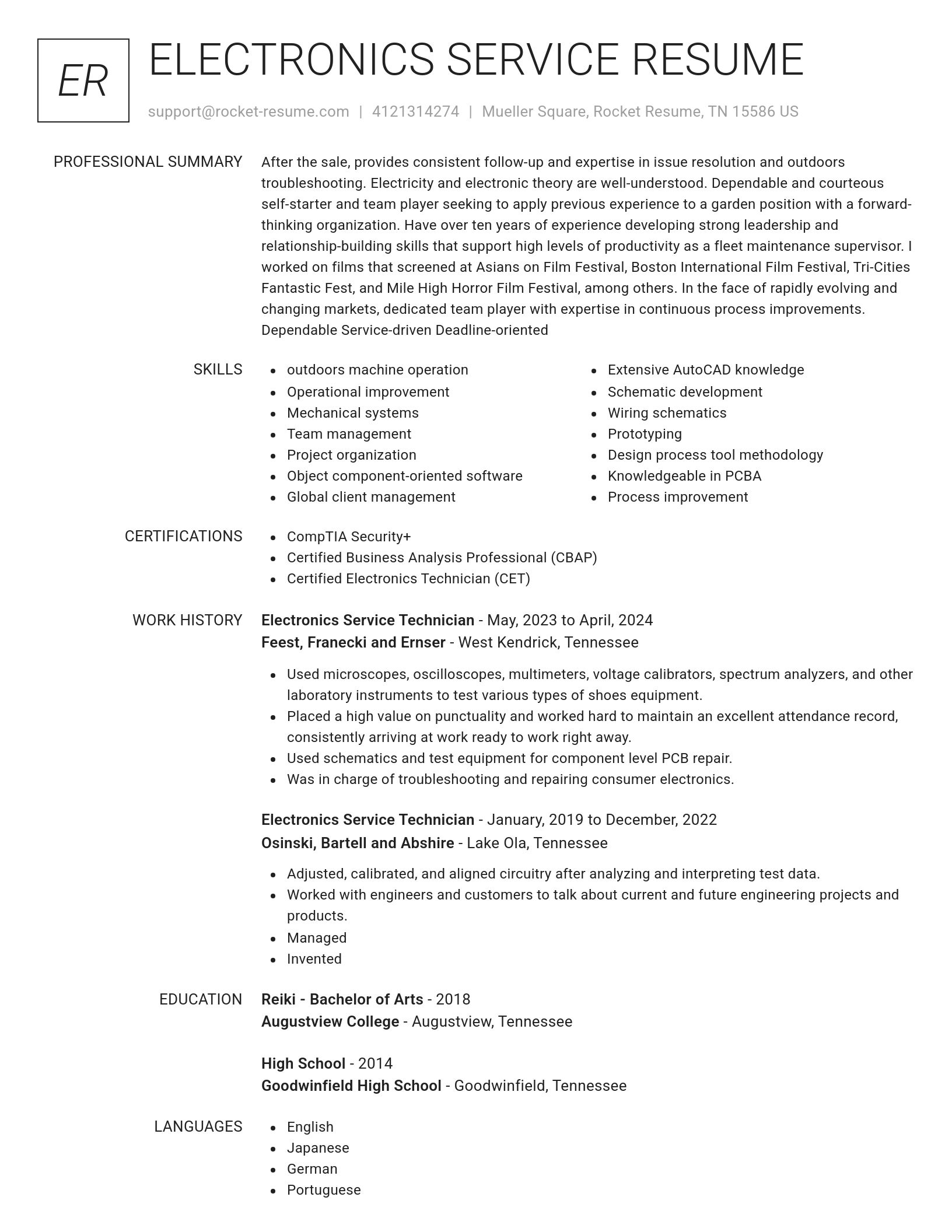 Renowned resume template