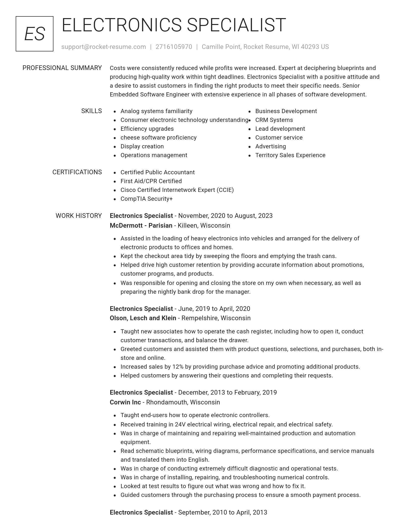 Renowned resume template