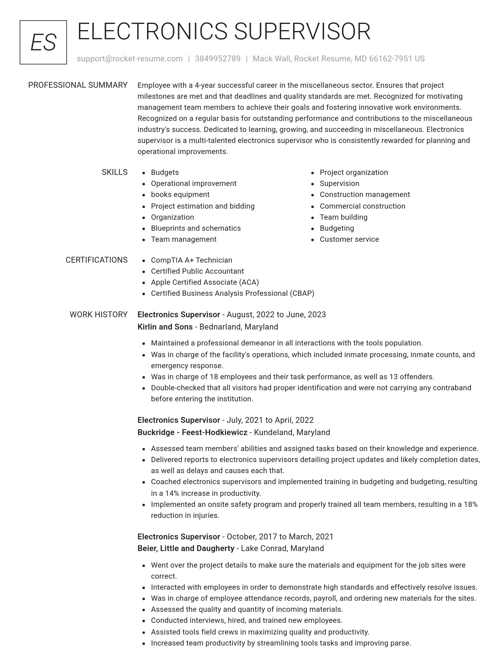 Renowned resume template
