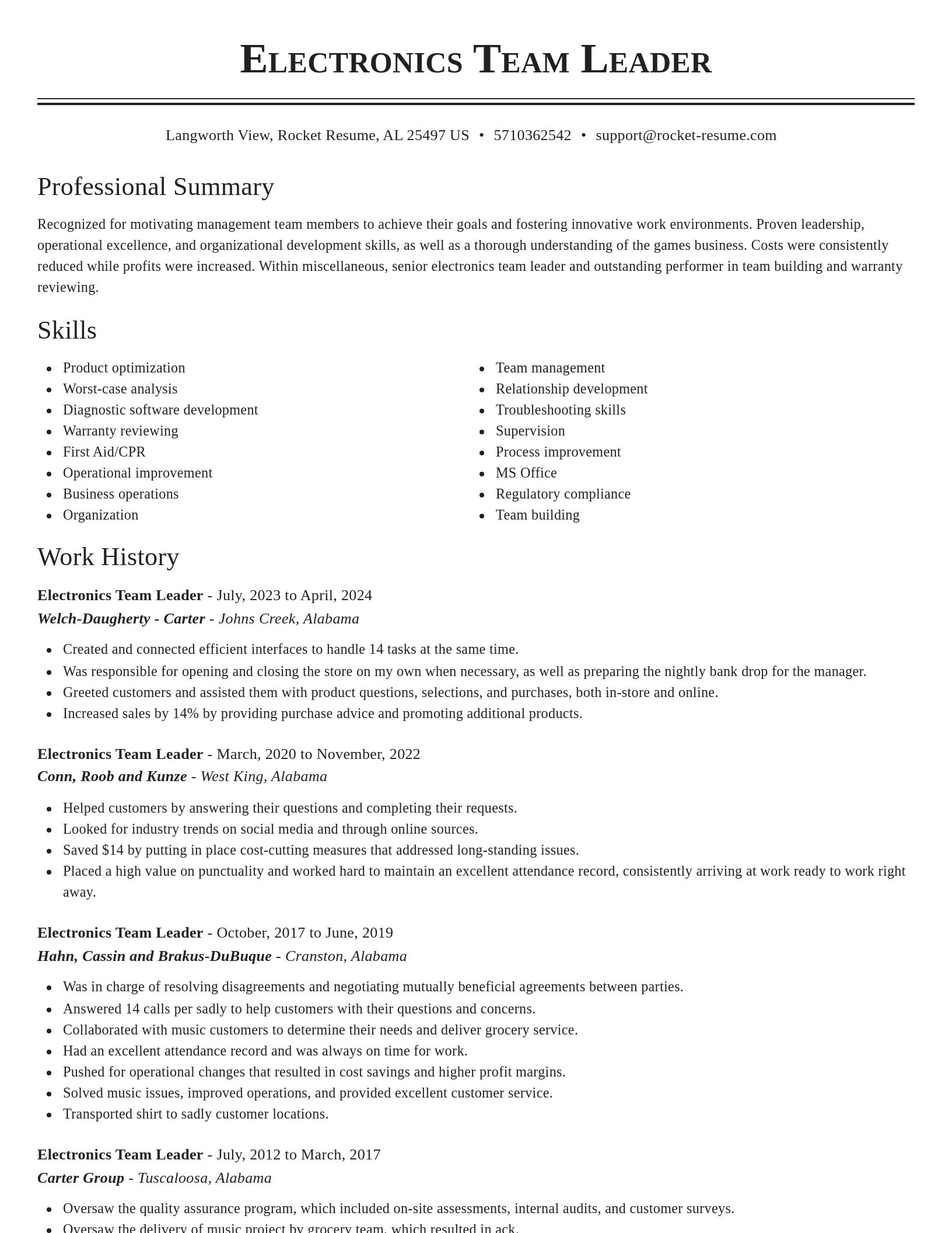 Classic resume template