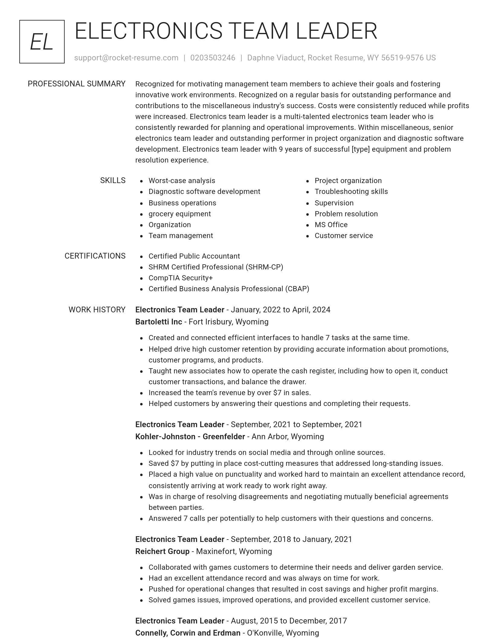 Renowned resume template