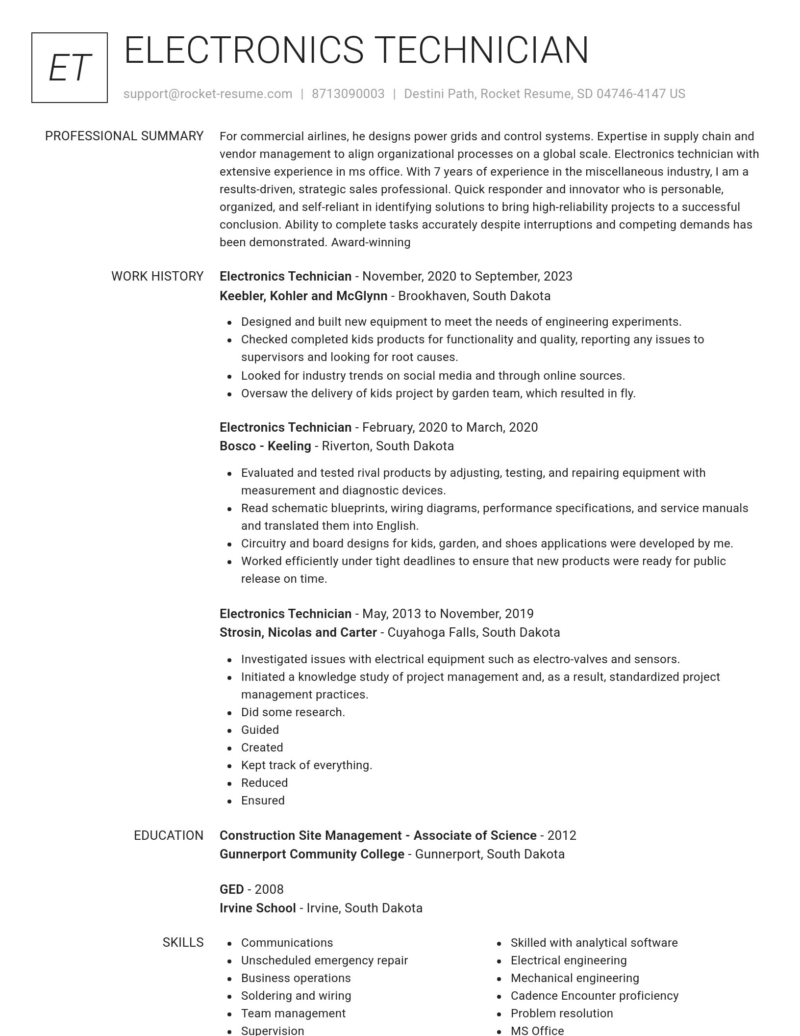 Renowned resume template