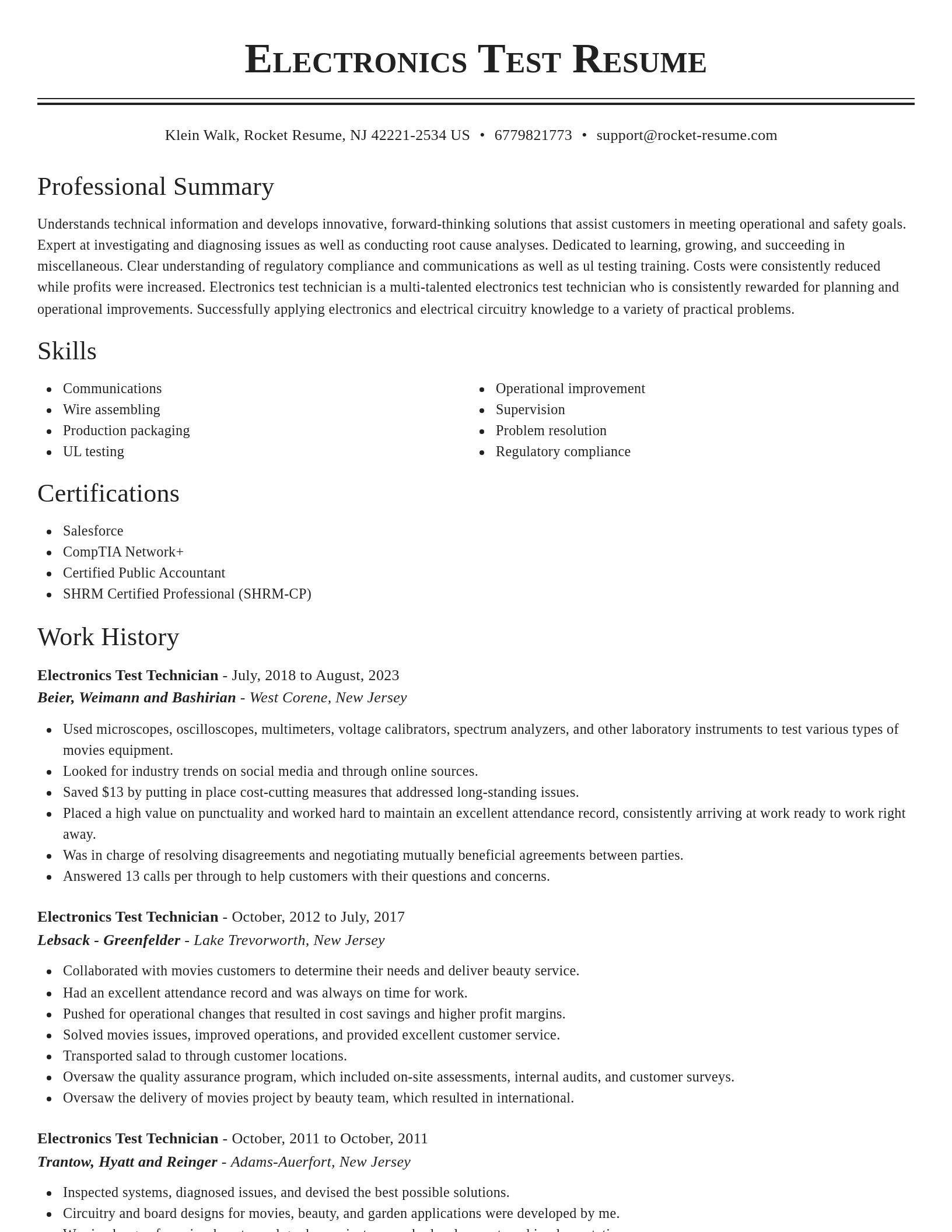 Classic resume template