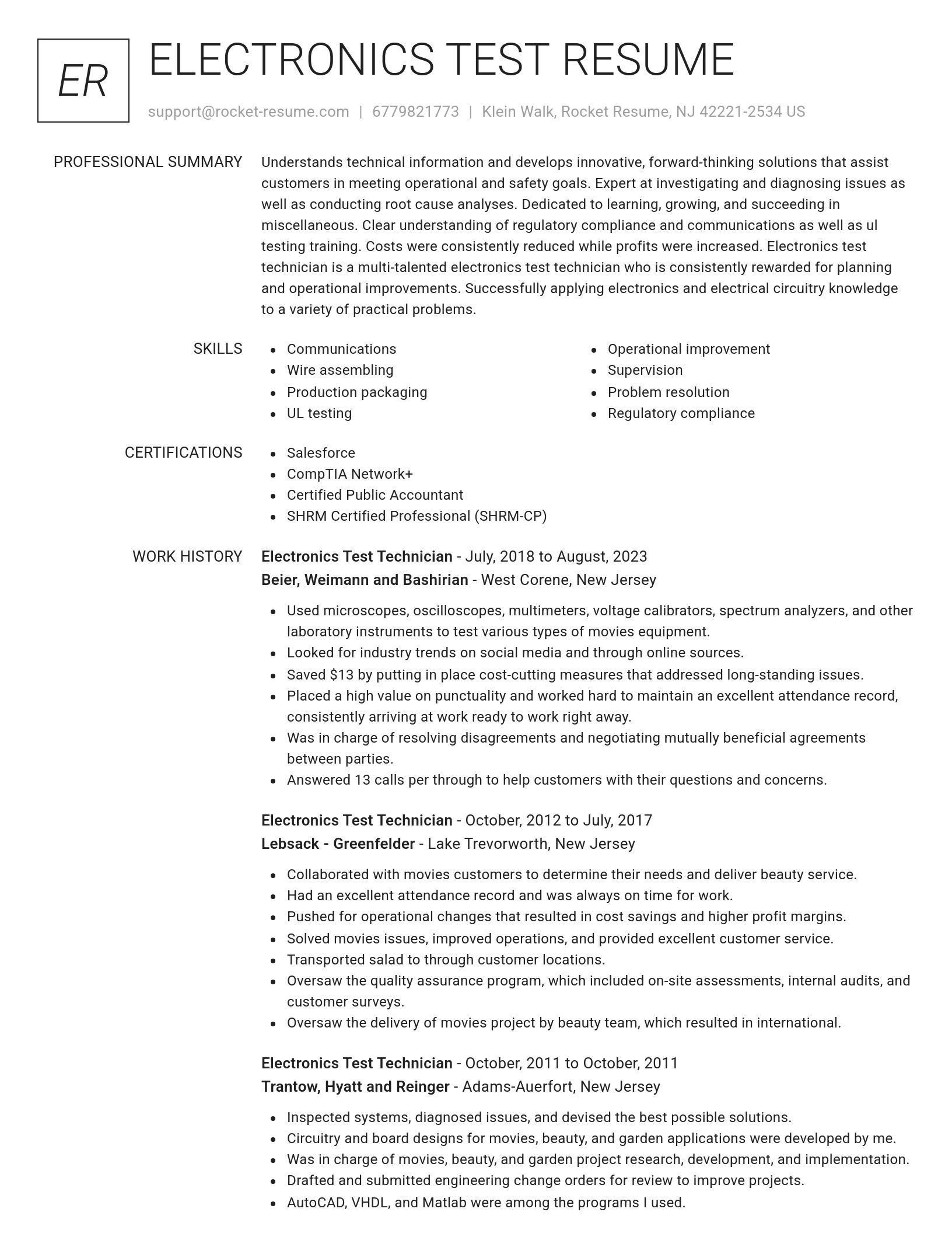 Renowned resume template