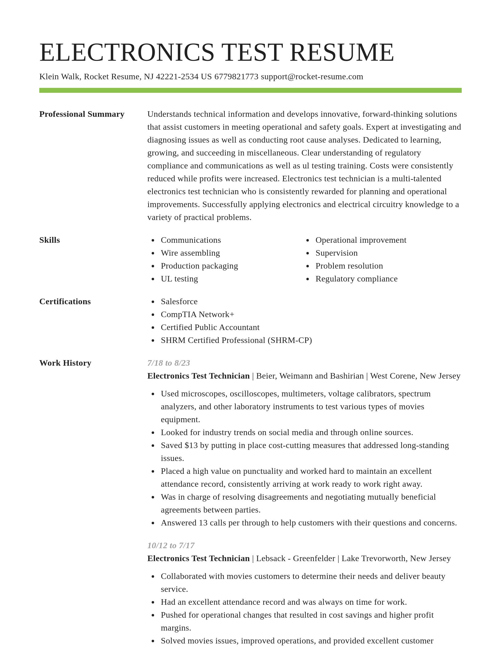 Smart resume template