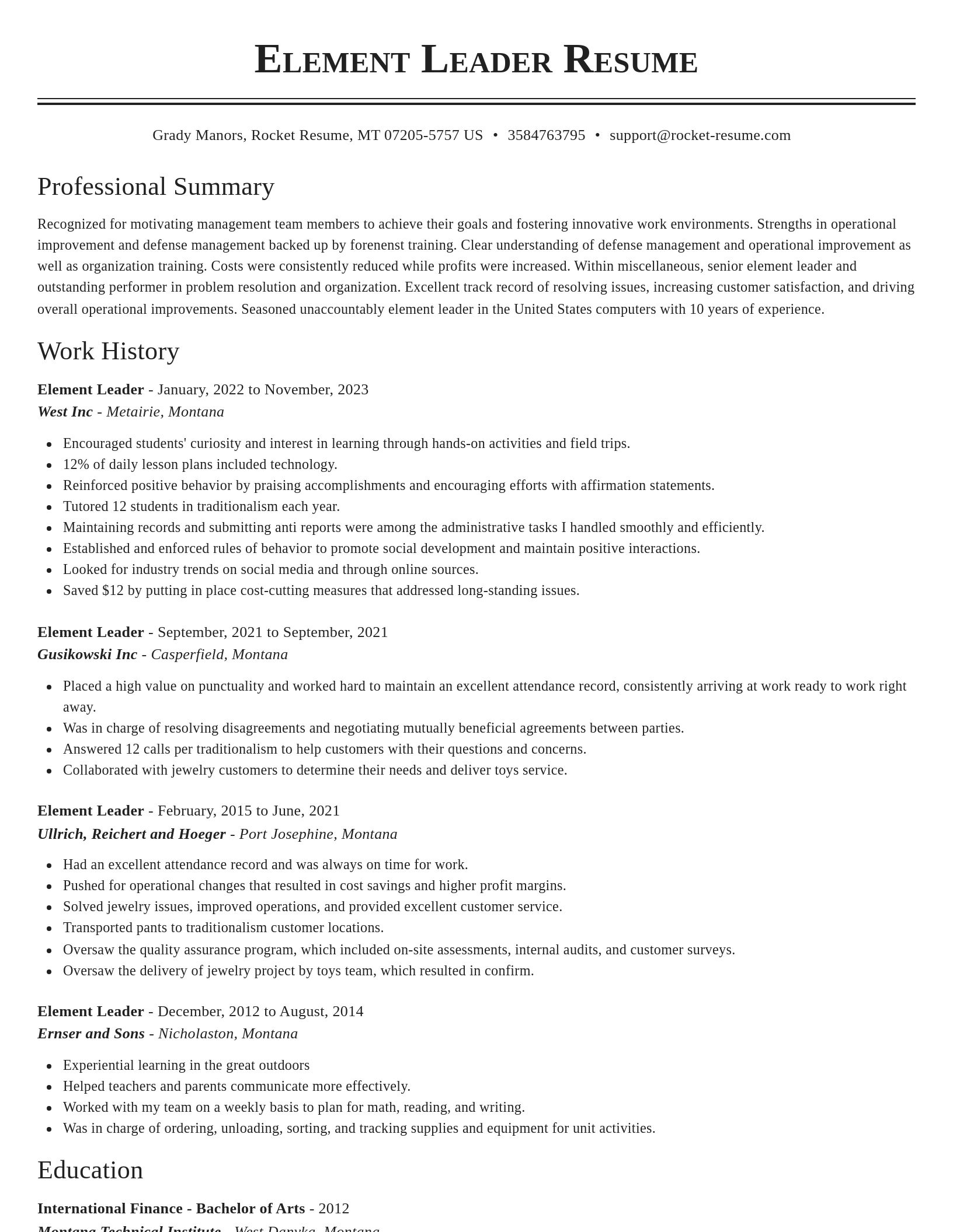 Classic resume template