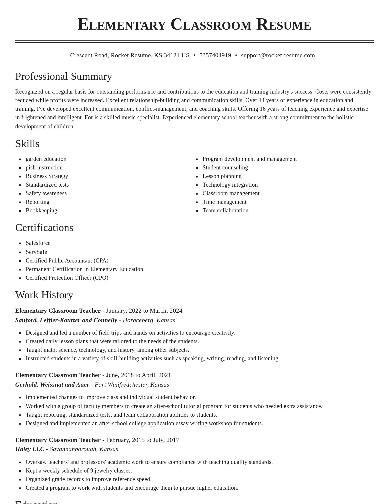 Classic resume template