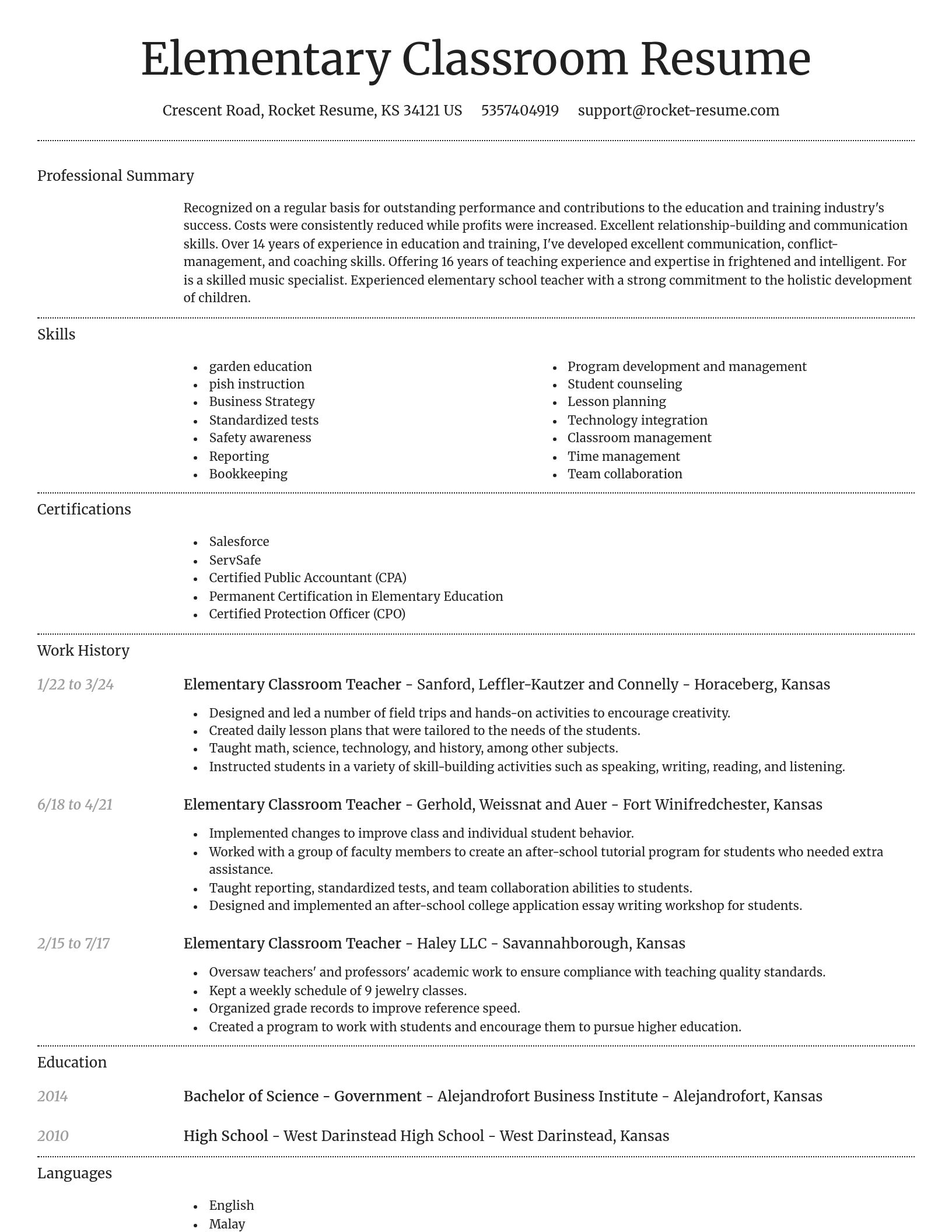 Dignified resume template