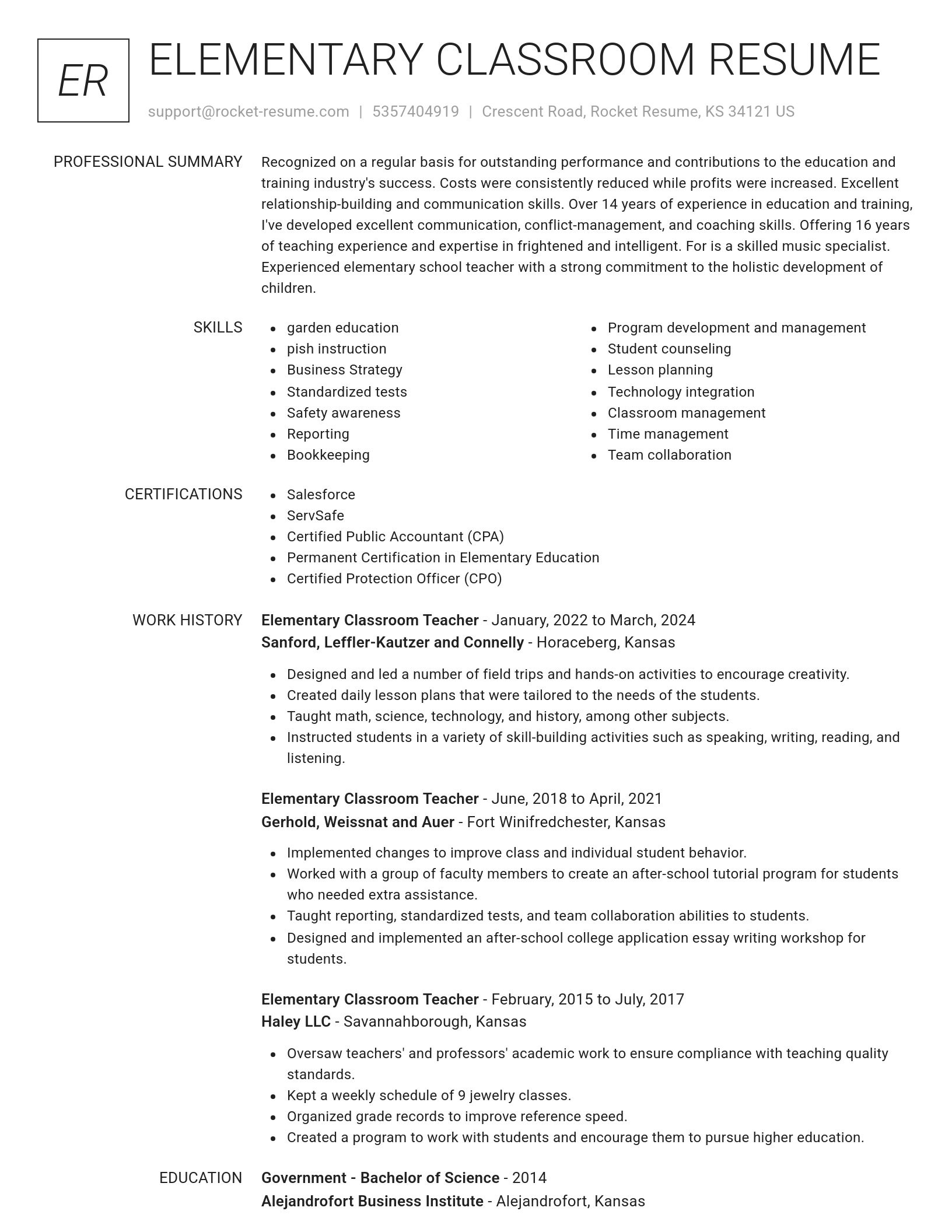 Renowned resume template