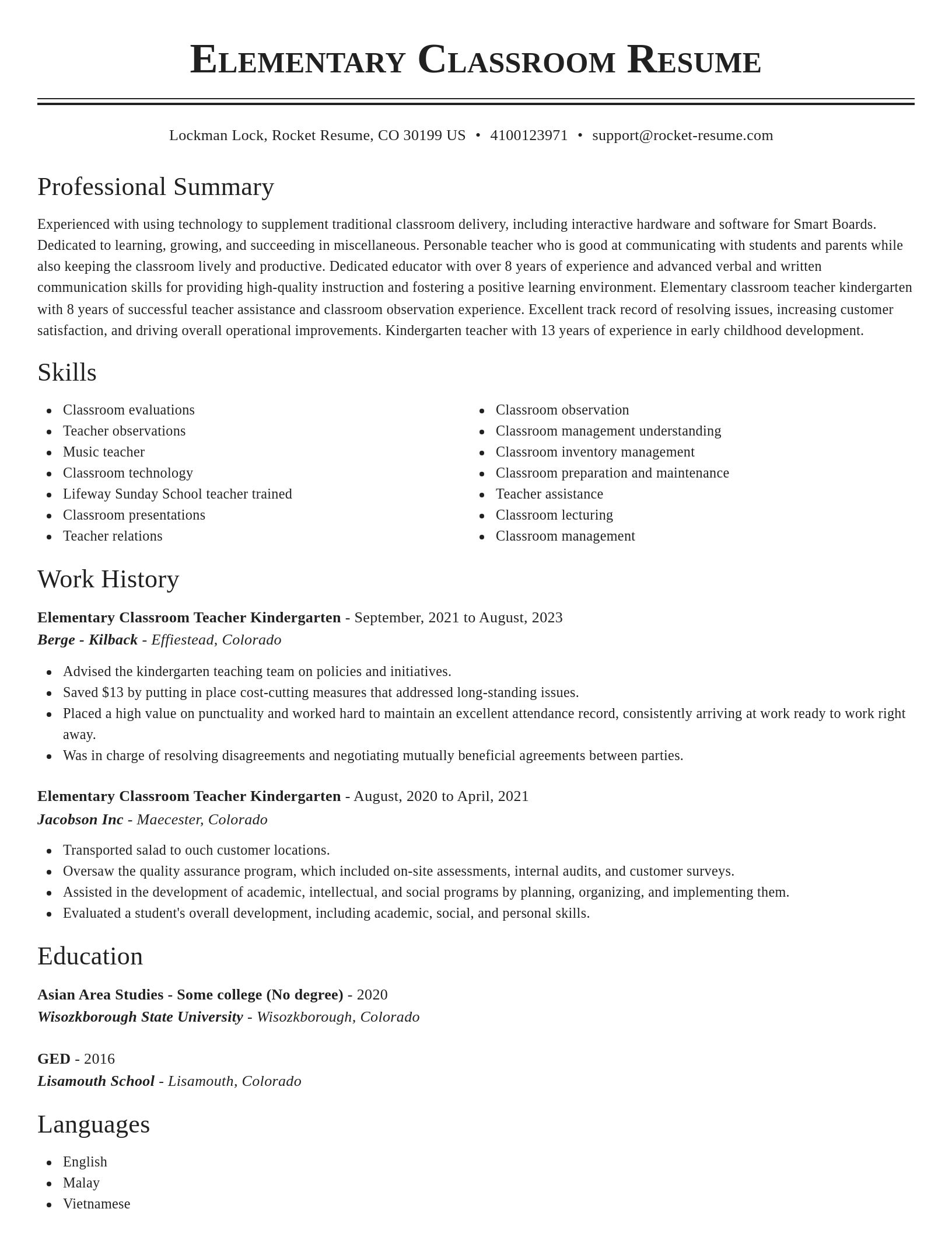 Classic resume template