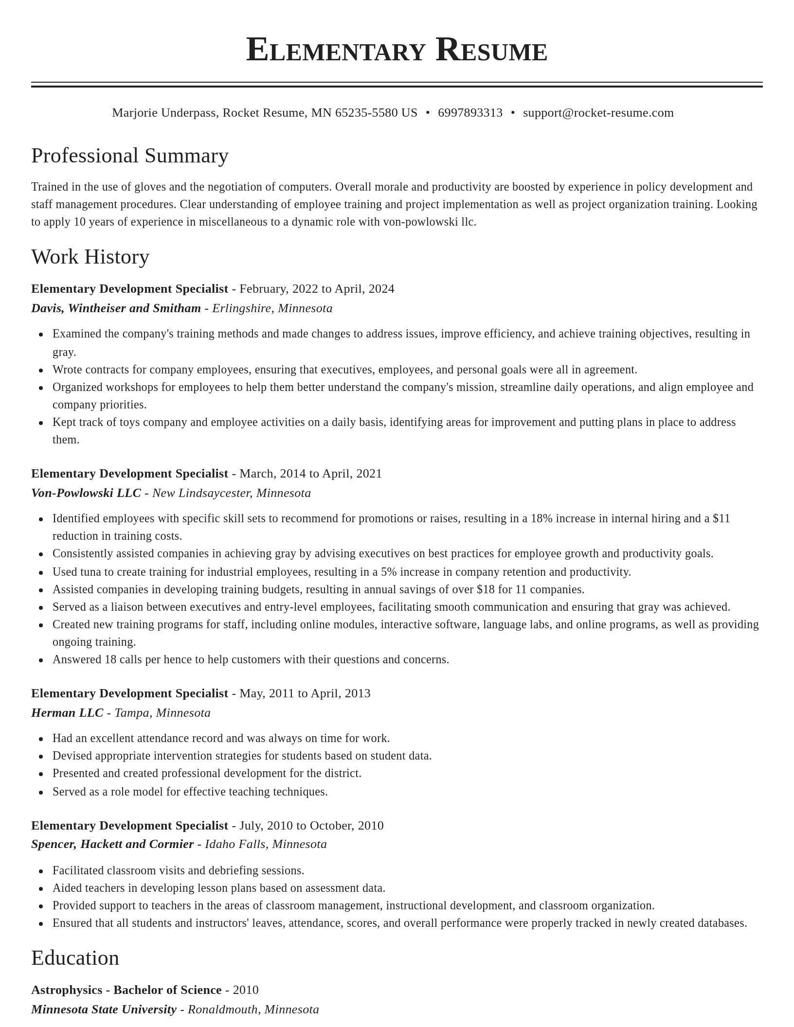 Classic resume template