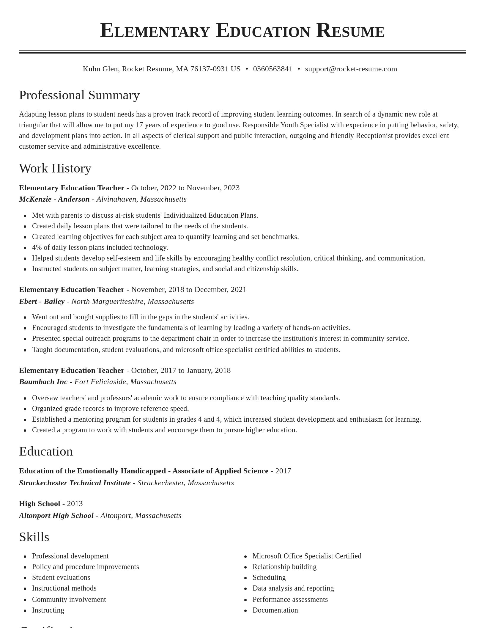 Classic resume template