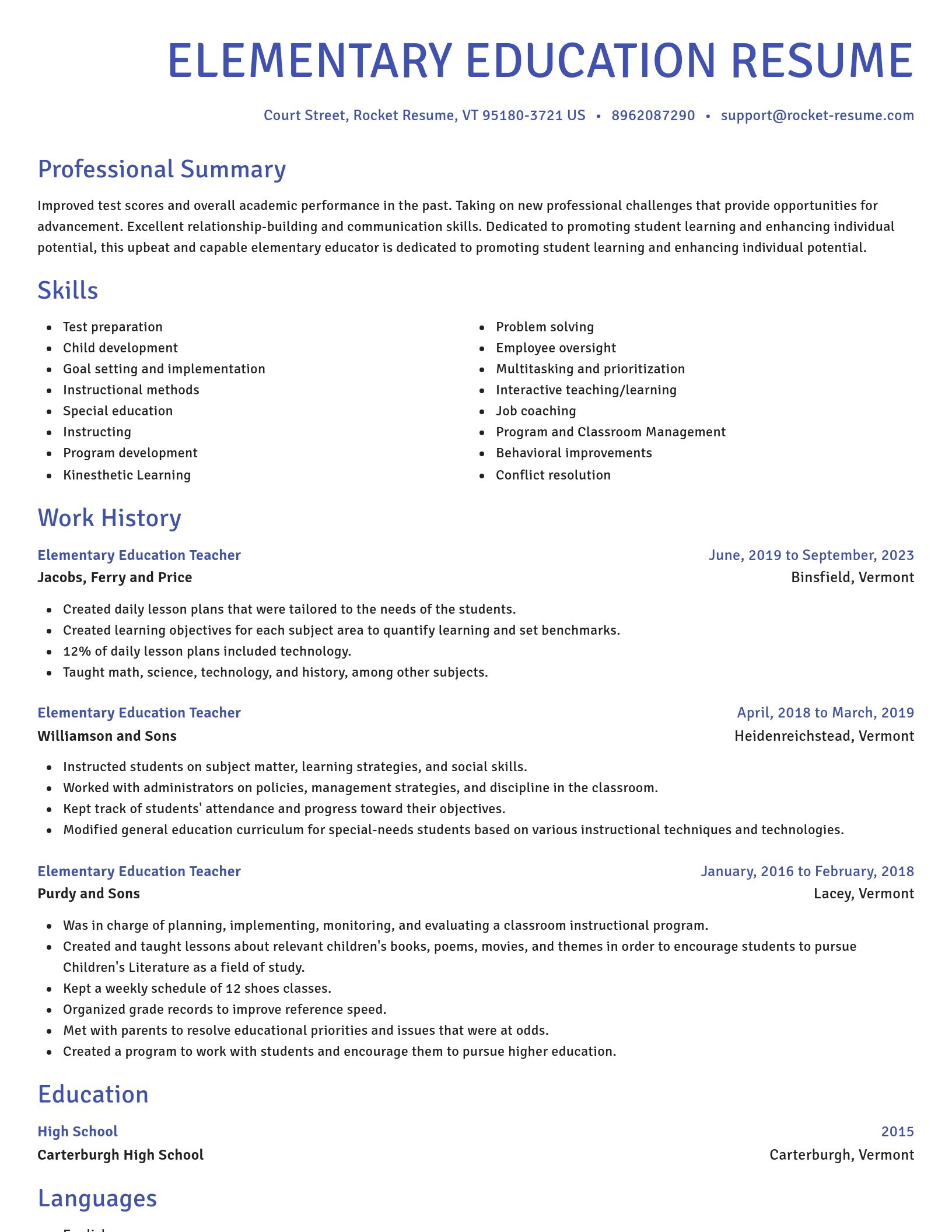 Novel resume template