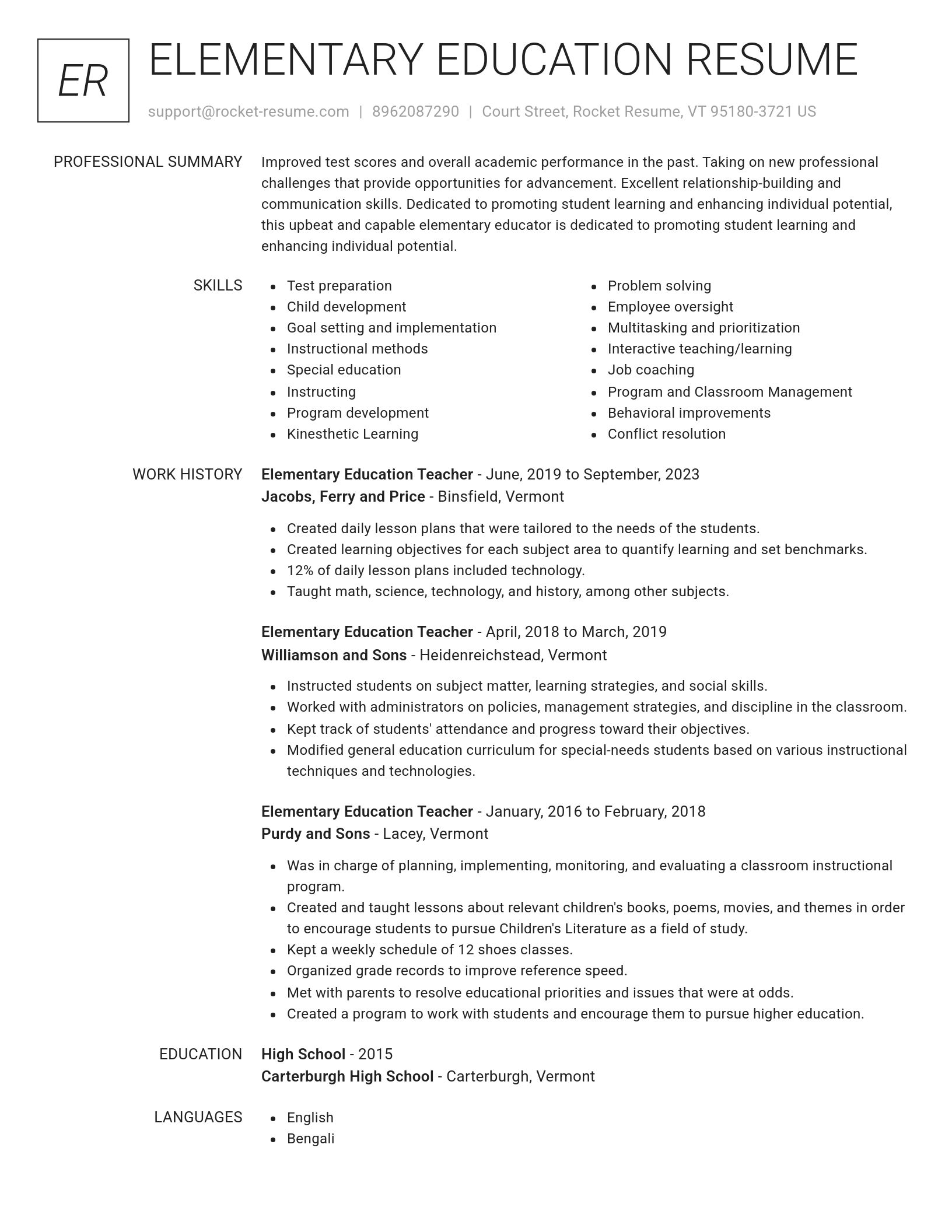 Renowned resume template
