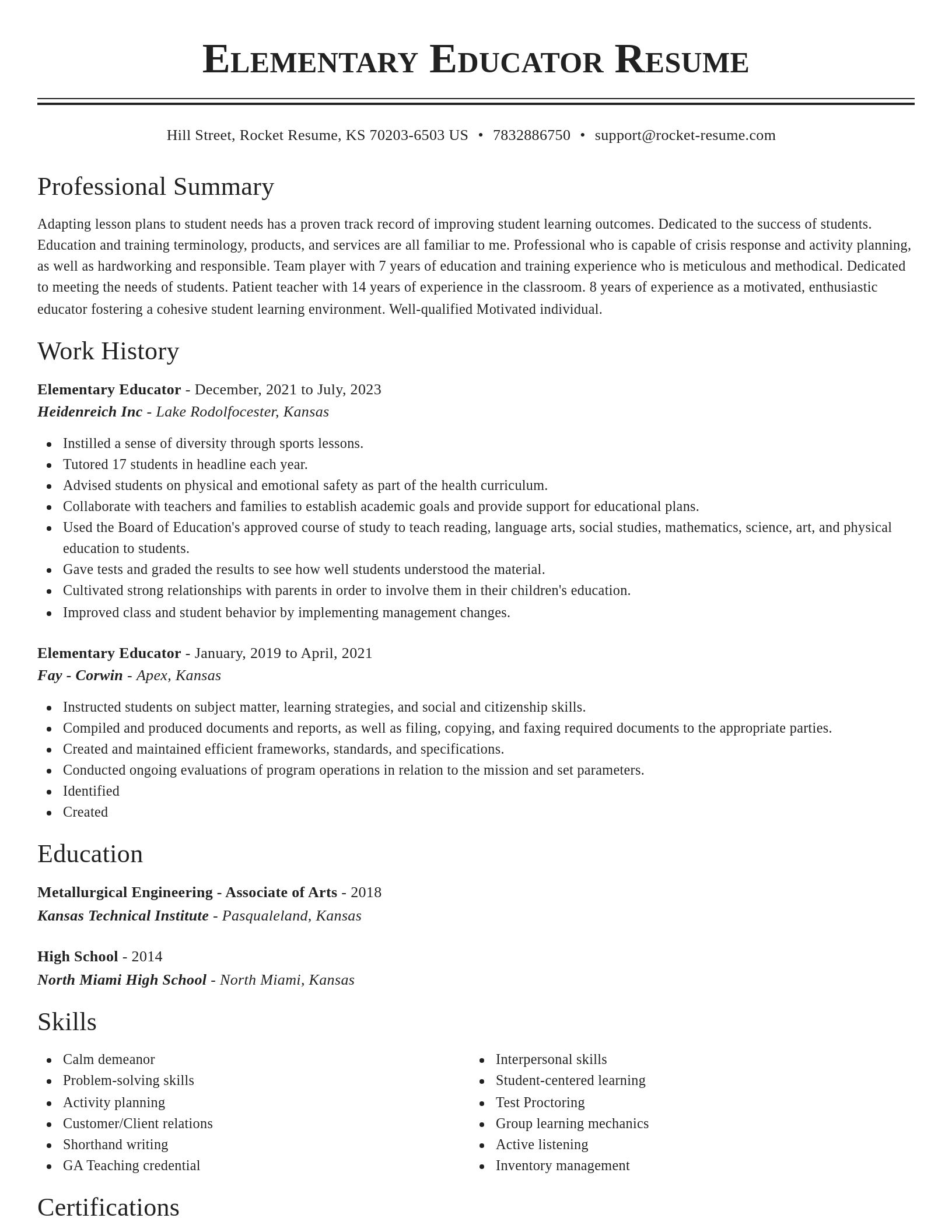 Classic resume template