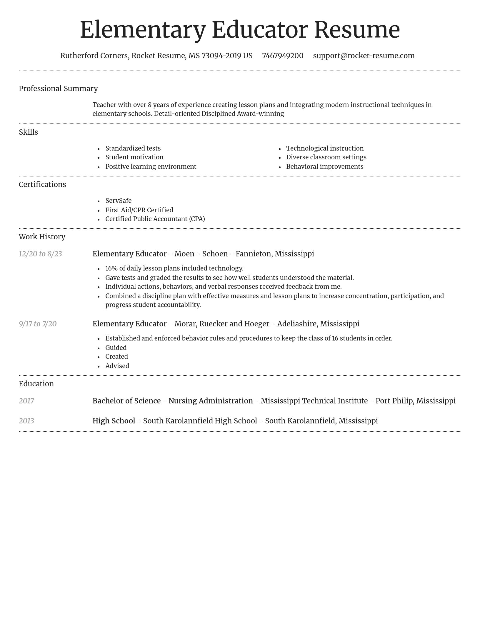 Dignified resume template