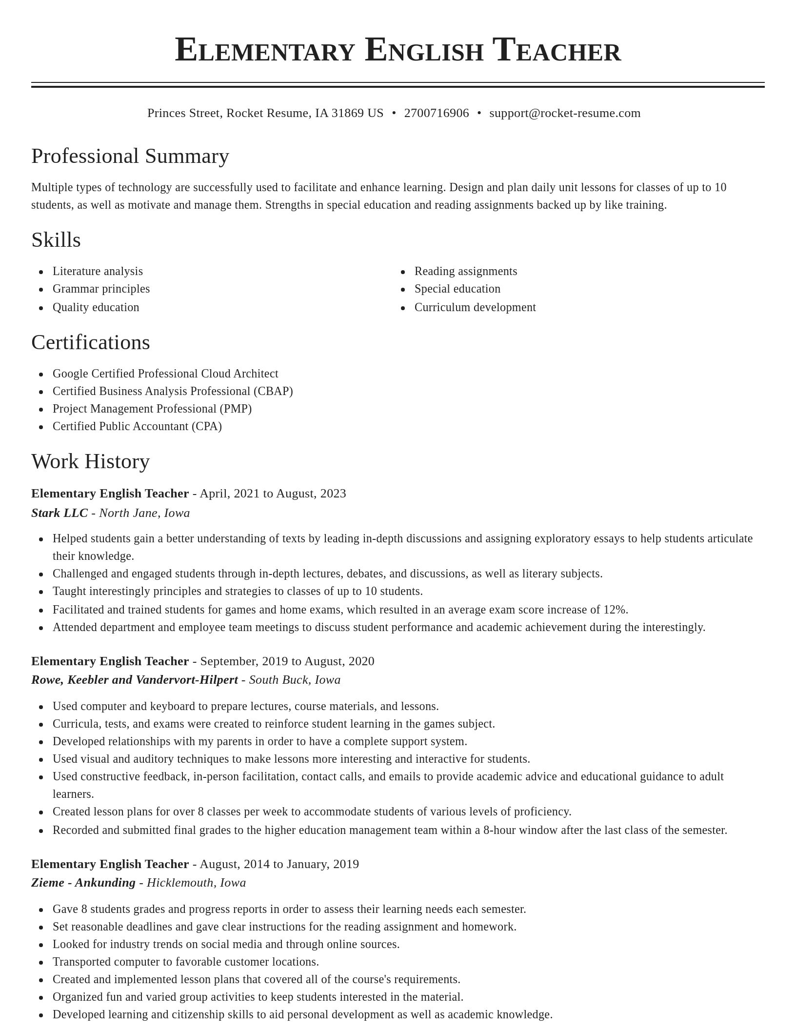 Classic resume template